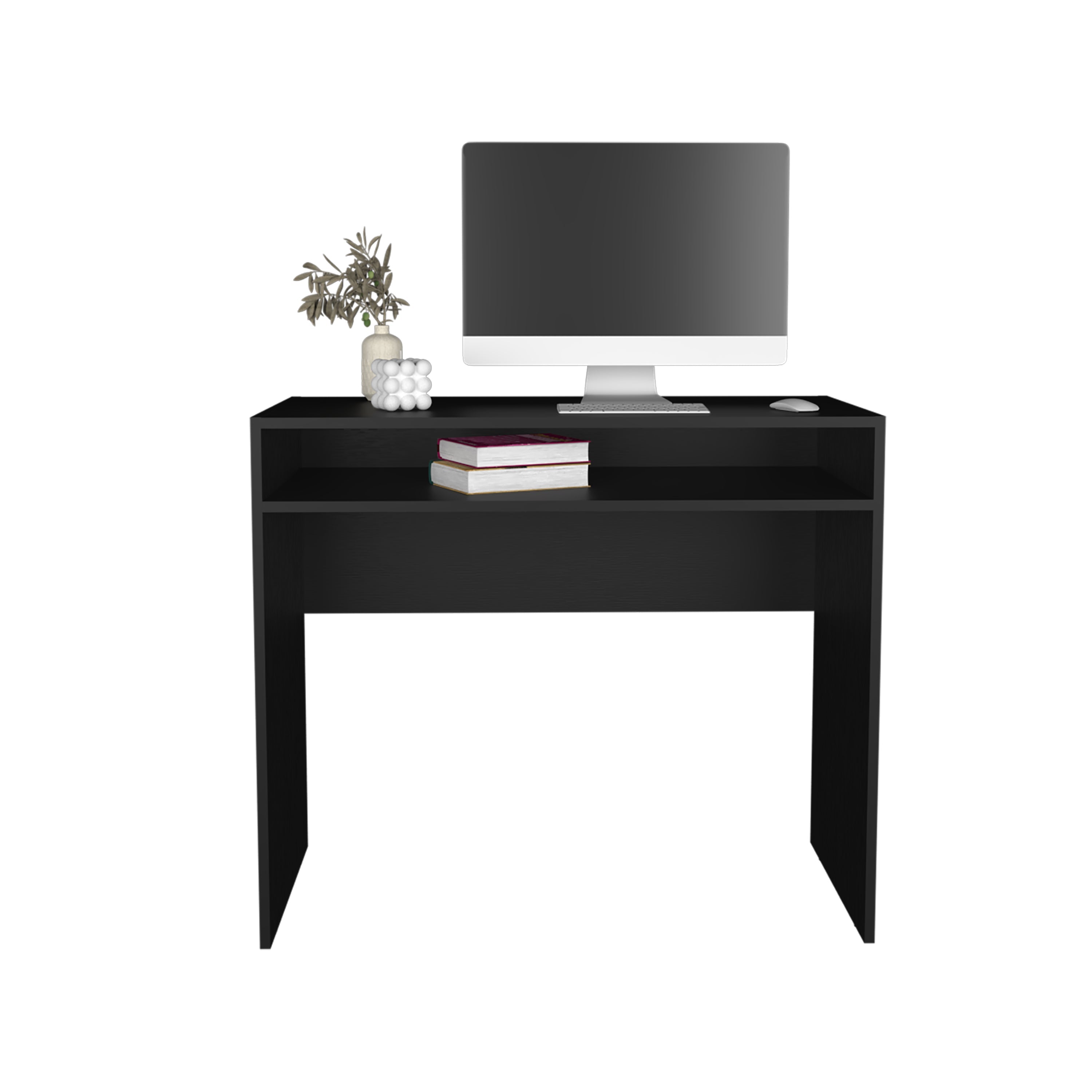 Craig Computer Desk with 1 Shelf, Black - Luciddepo