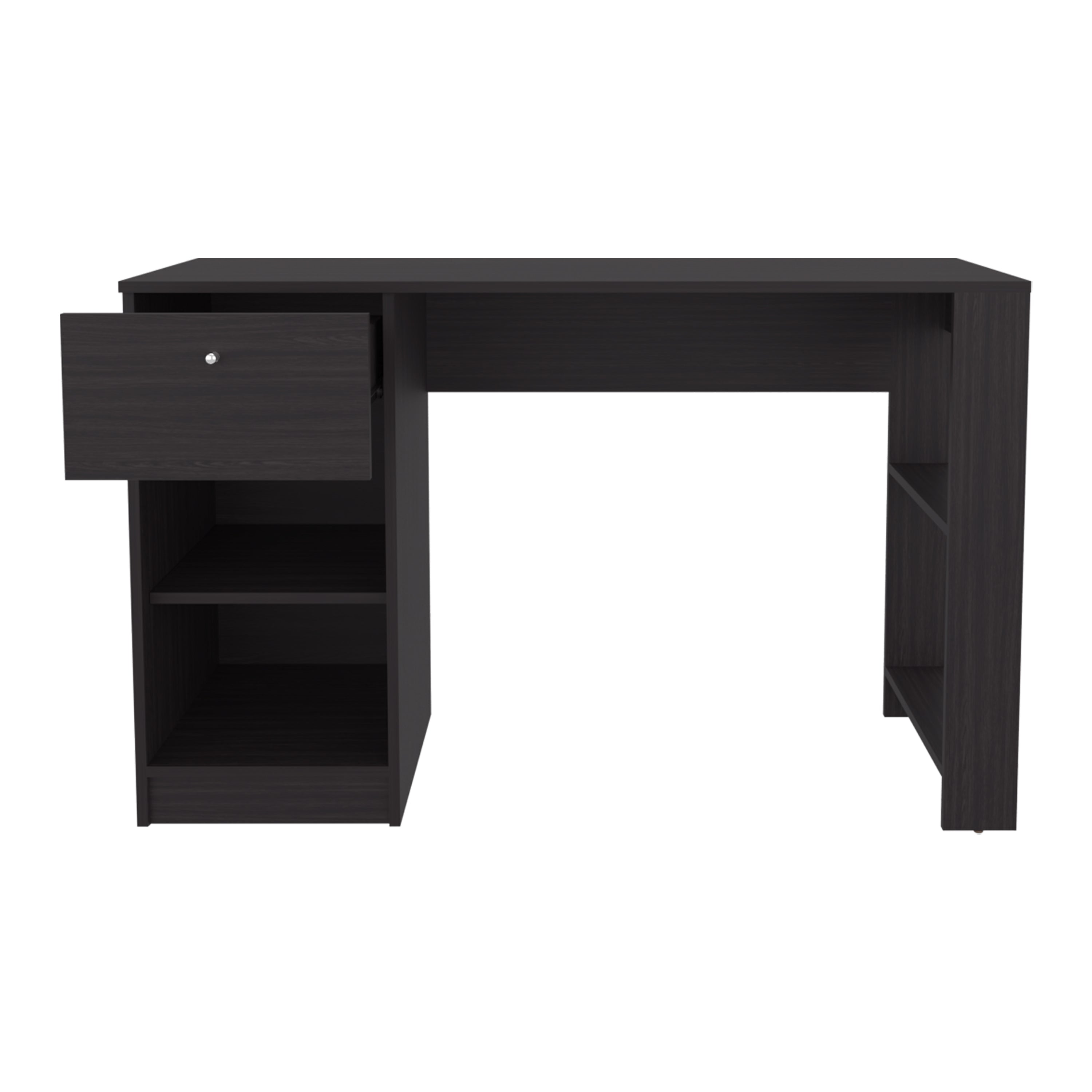 Tolsona Desk, 1 Drawer, 2 Shelves, Black - Luciddepo