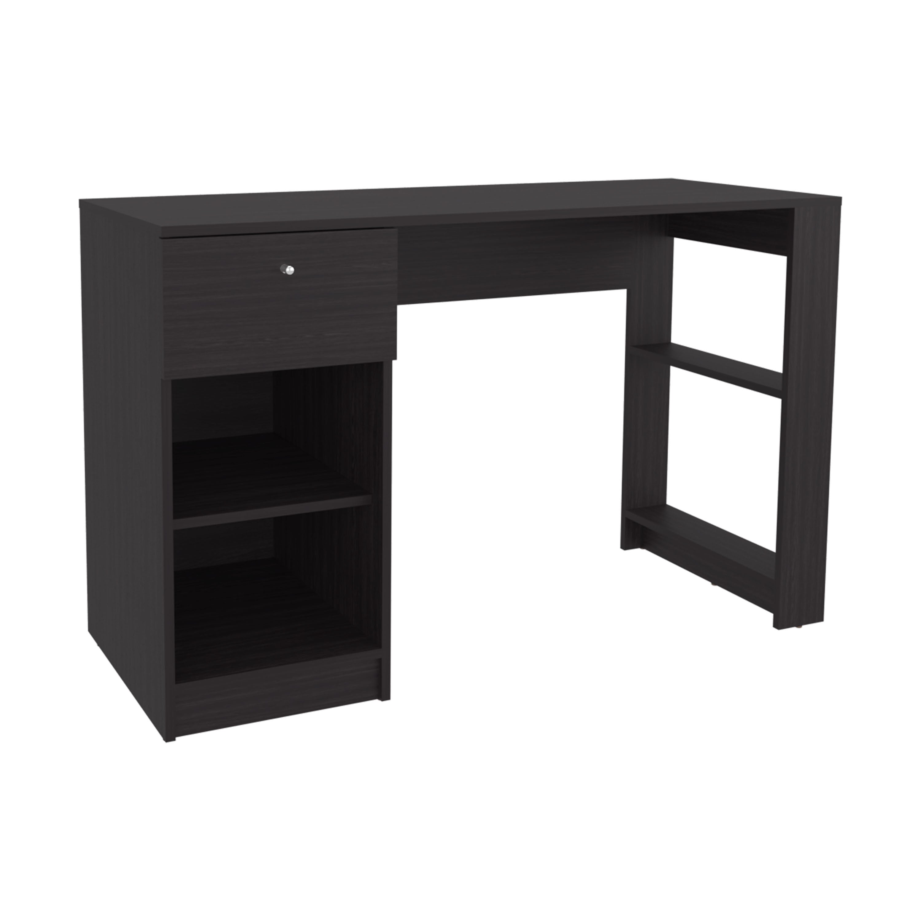 Tolsona Desk, 1 Drawer, 2 Shelves, Black - Luciddepo