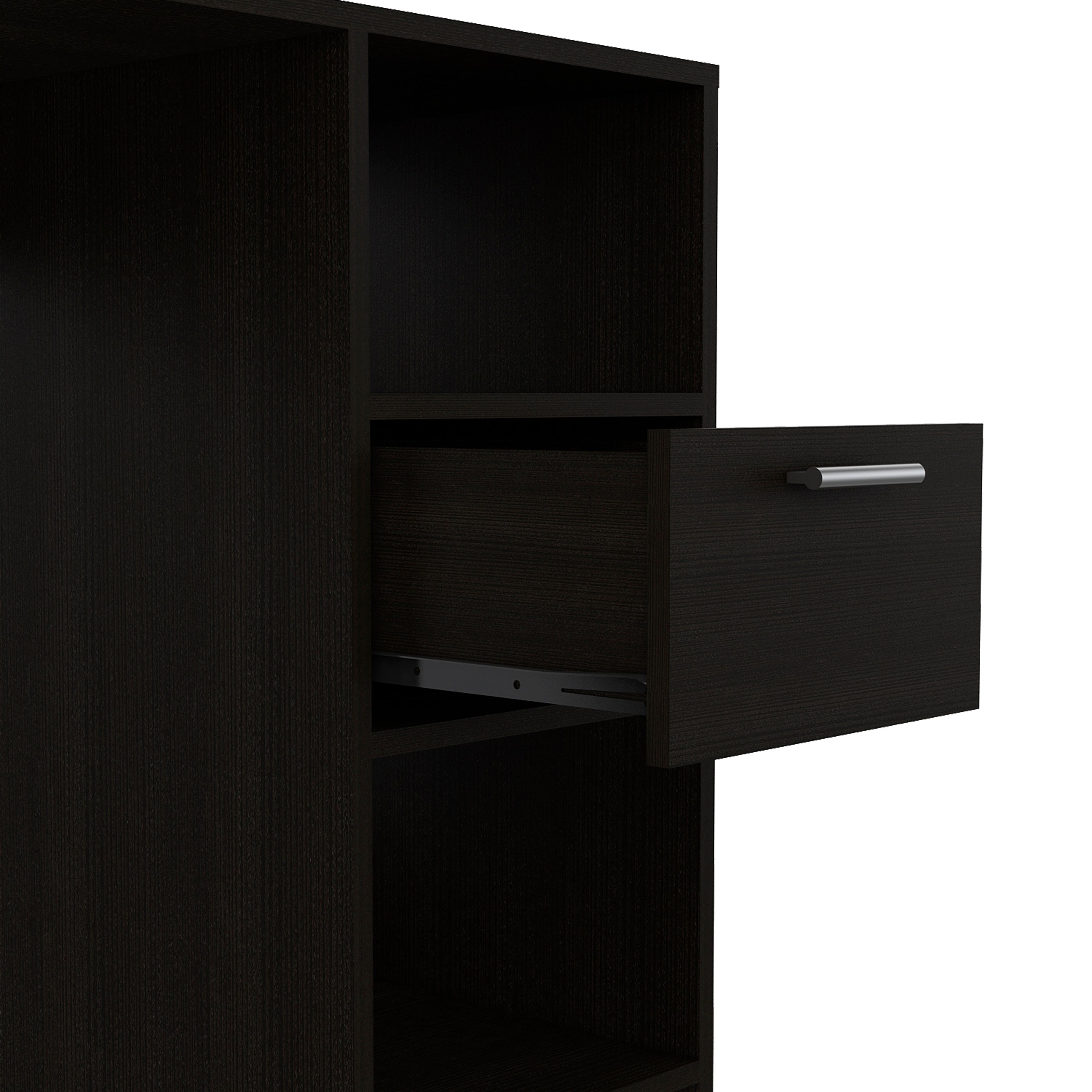 Naxos Computer Desk with 1-Drawer and 2-Open Storage Shelves, Black - Luciddepo