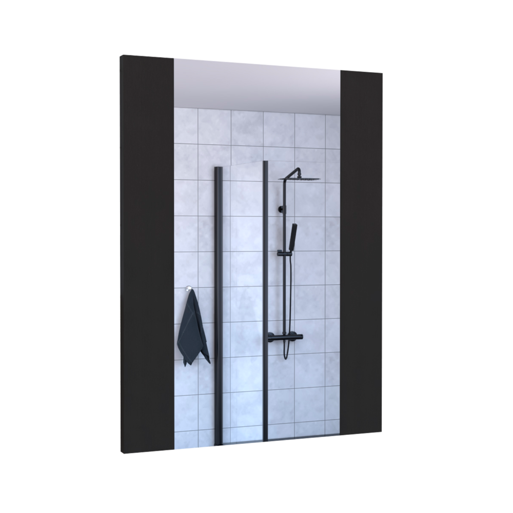 Mirror Cairo, Rectangular Shape, Looking Glass, Manuftactured wood Details, Black - Luciddepo