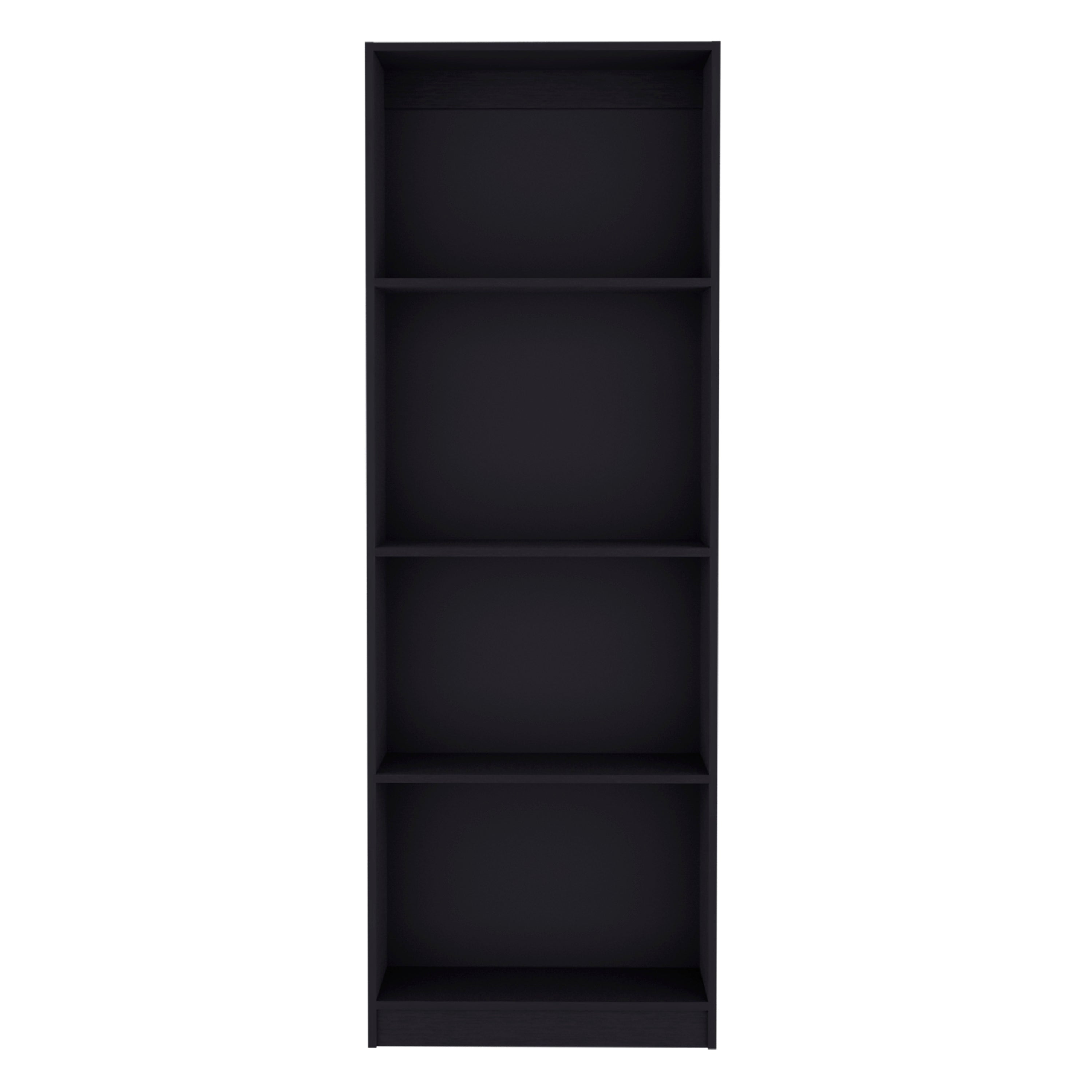 Vinton Bookcase with Spacious Tier-Shelving Design, Black - Luciddepo