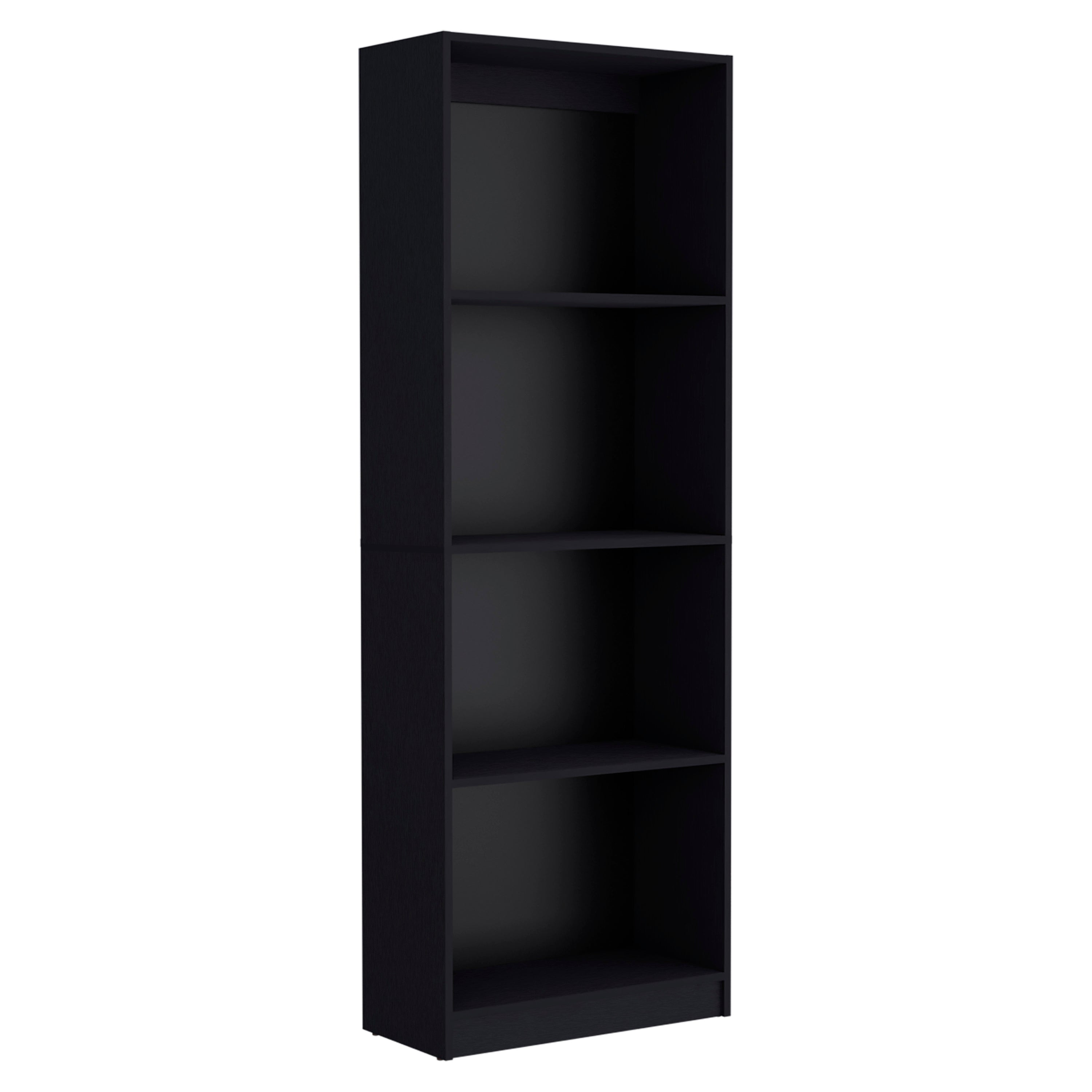 Vinton Bookcase with Spacious Tier-Shelving Design, Black - Luciddepo