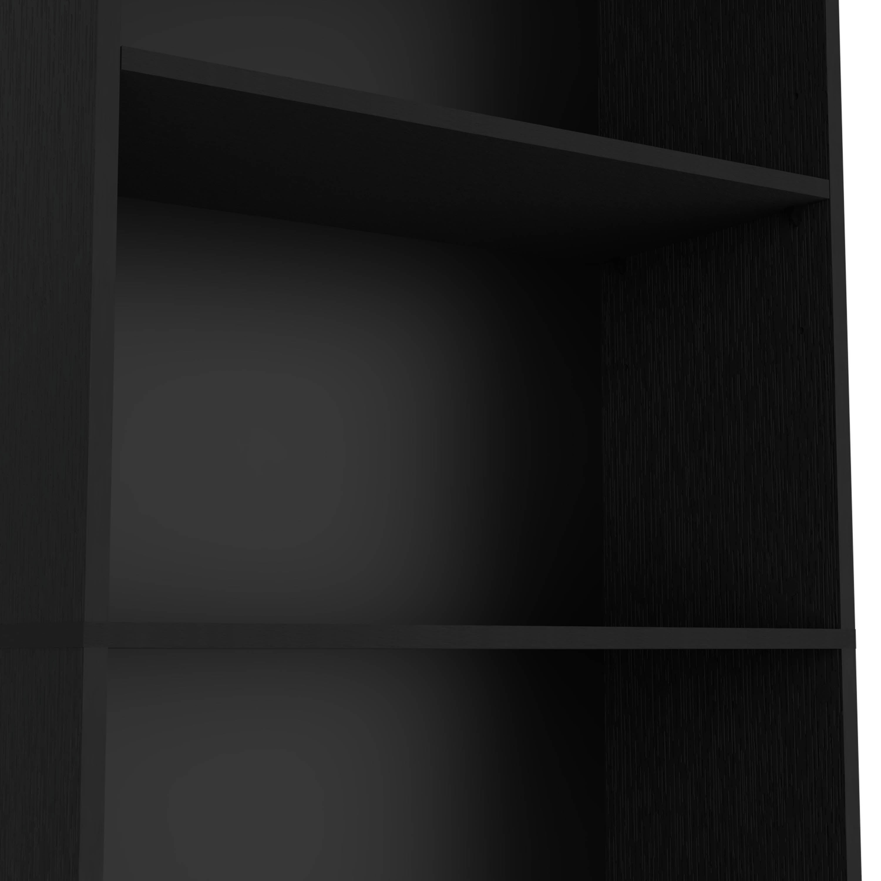 Vinton 4-Tier Bookcase with Modern Storage for Books and Decor, Black - Luciddepo