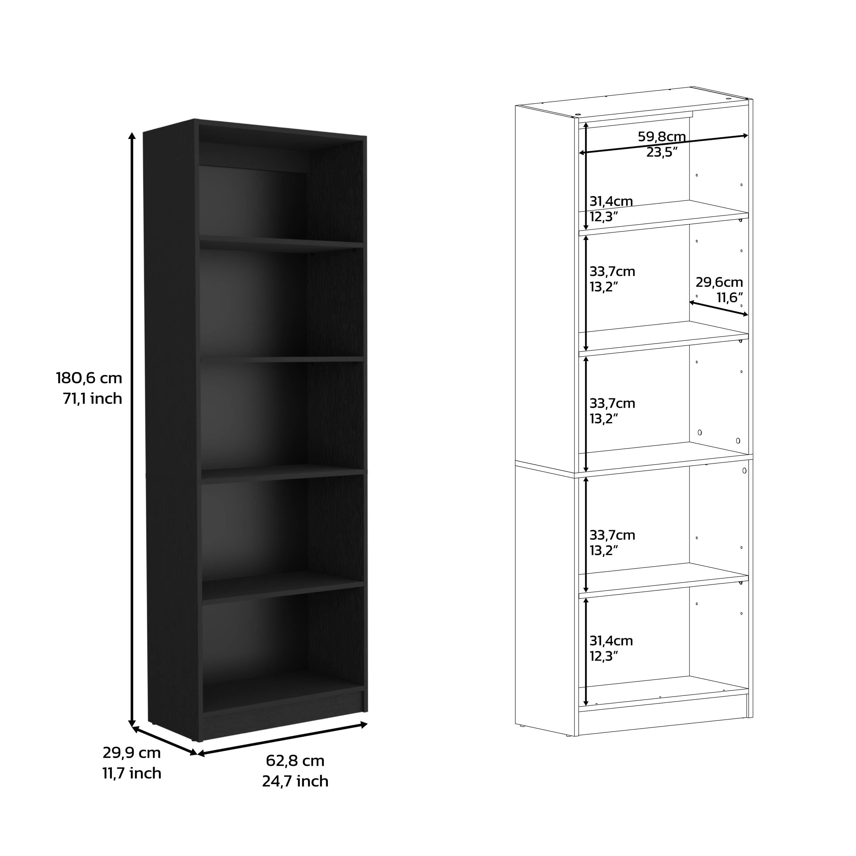 Vinton 4-Tier Bookcase with Modern Storage for Books and Decor, Black - Luciddepo