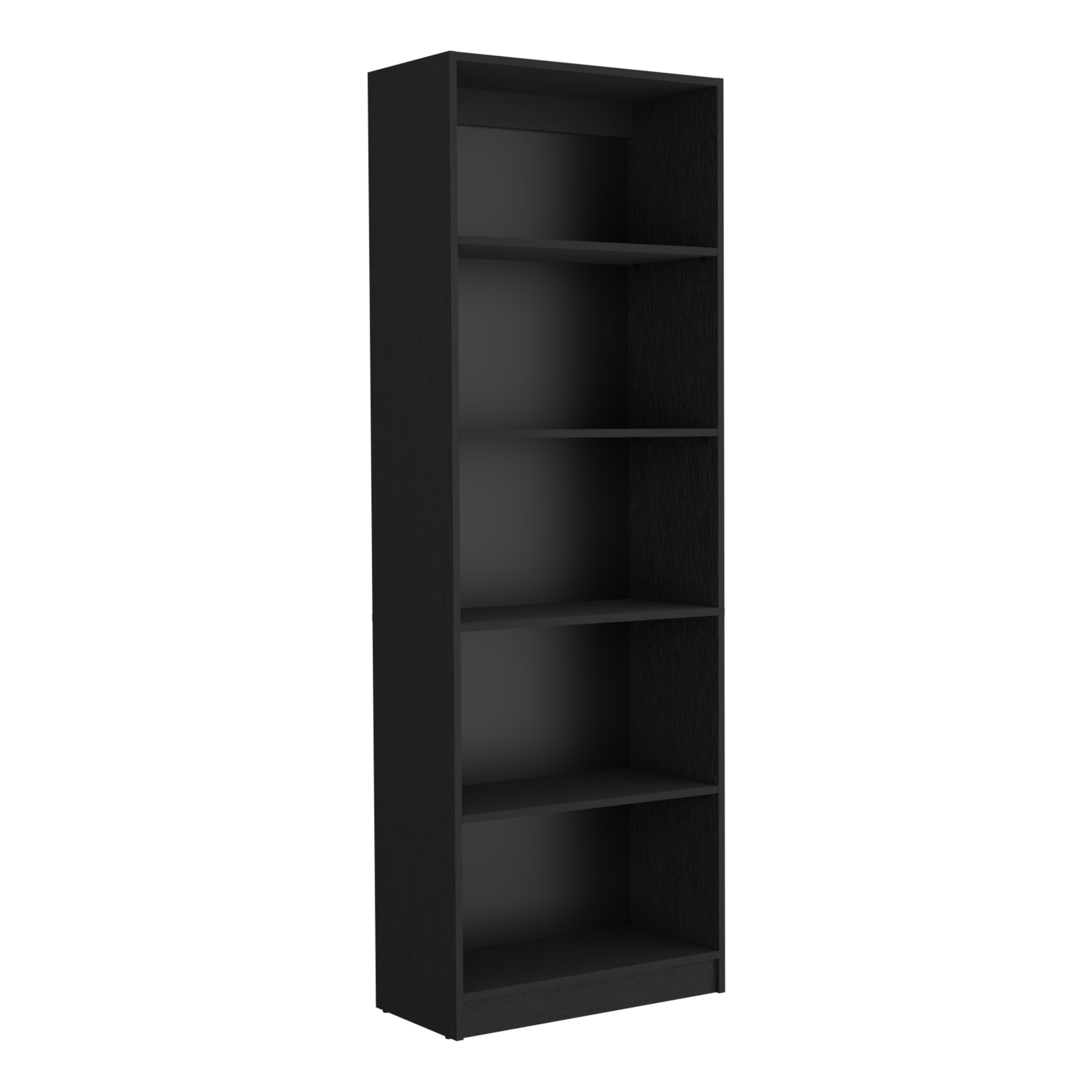 Vinton 4-Tier Bookcase with Modern Storage for Books and Decor, Black - Luciddepo