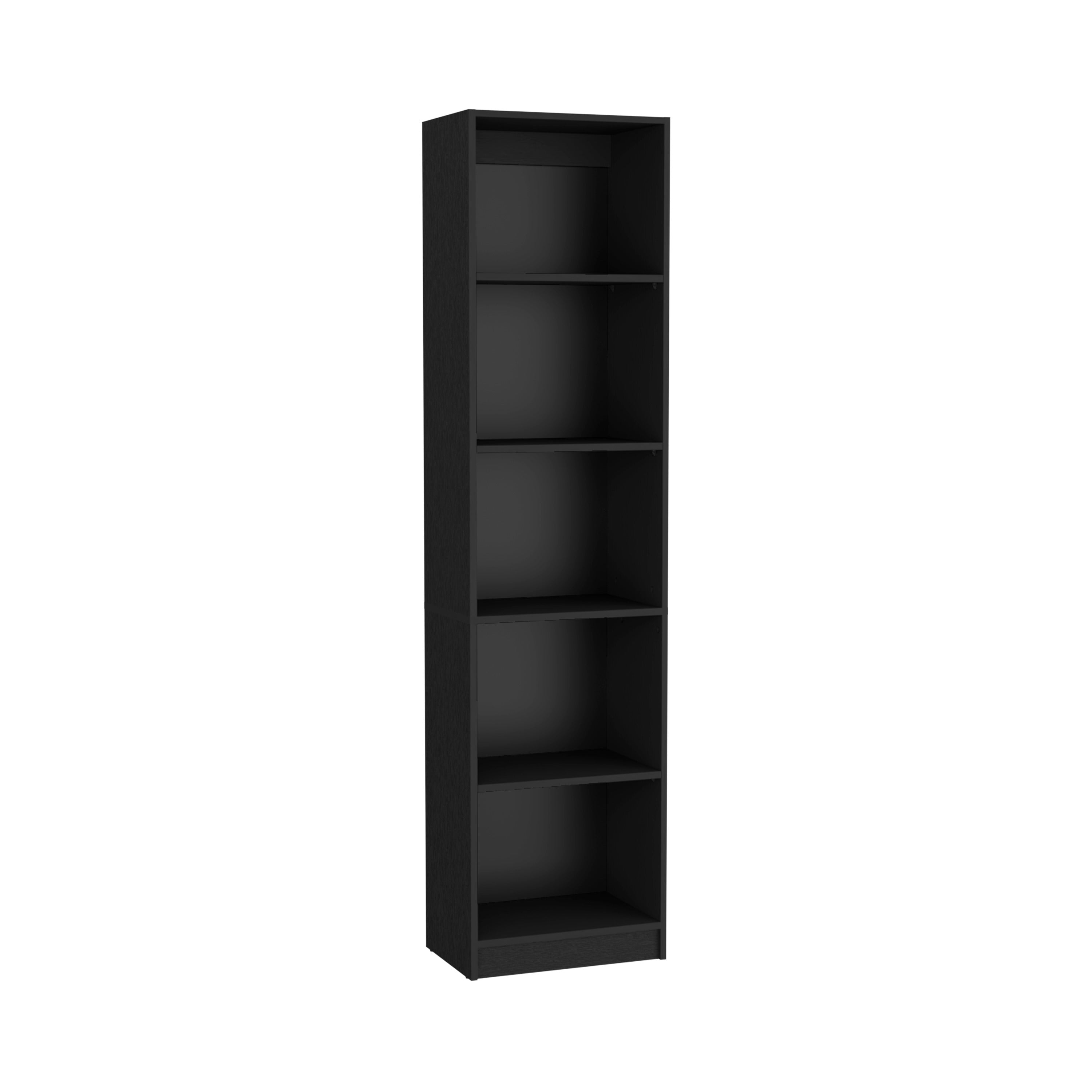 Vinton XS Bookcase Compact Bookshelf with Multiple Shelves, Black - Luciddepo