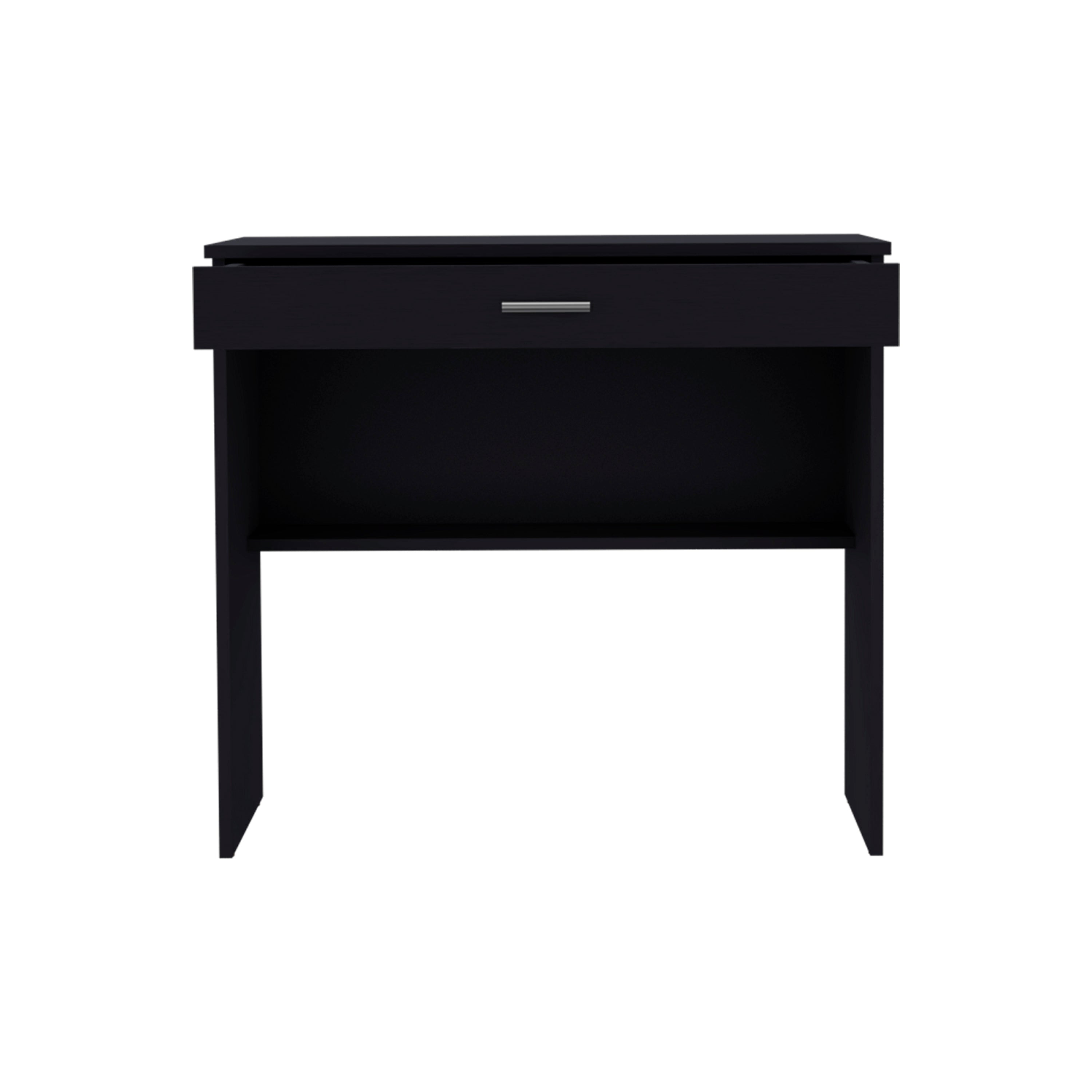 Montana Storage Desk, Spacious Stylish with Drawer and Shelf, Black - Luciddepo