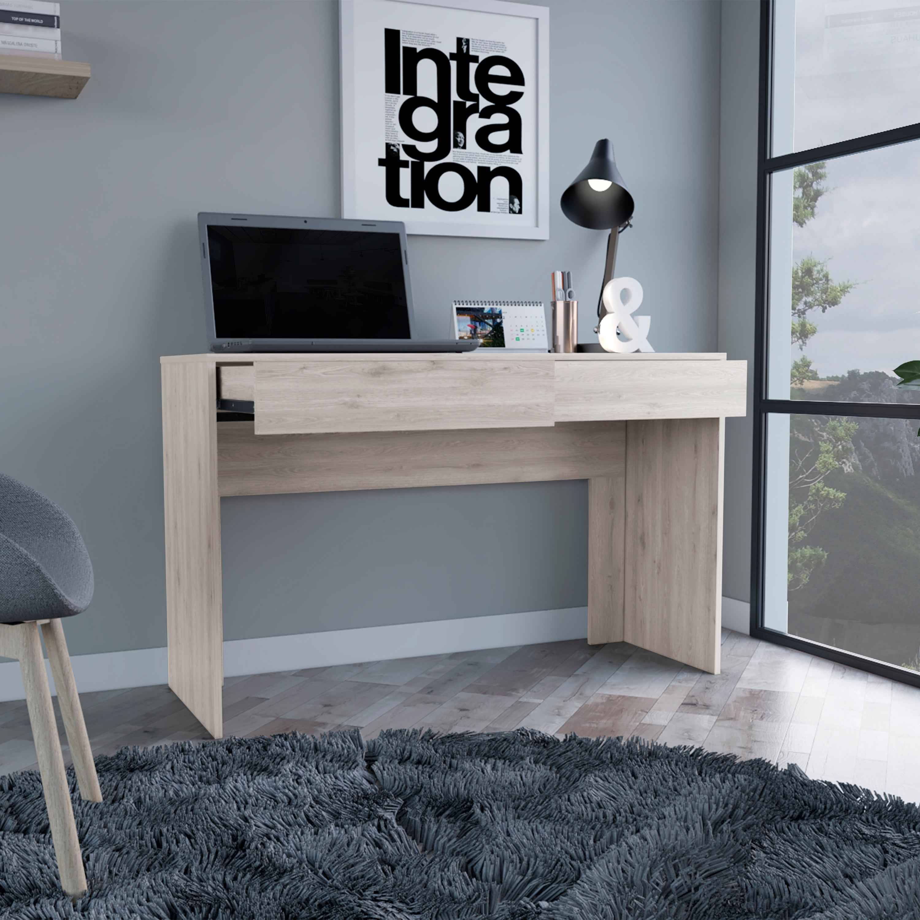 Acanto 2 Drawer Writing Computer Desk, Light Gray