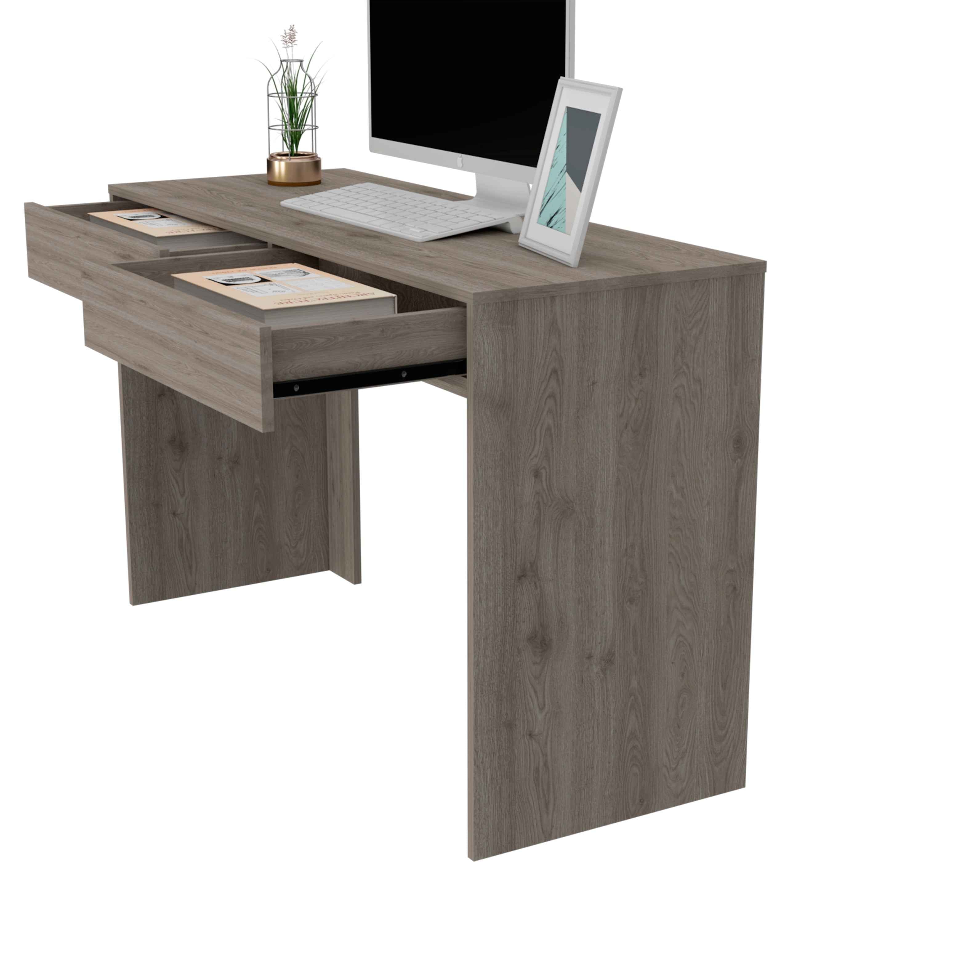 Acanto 2 Drawer Writing Computer Desk, Light Gray