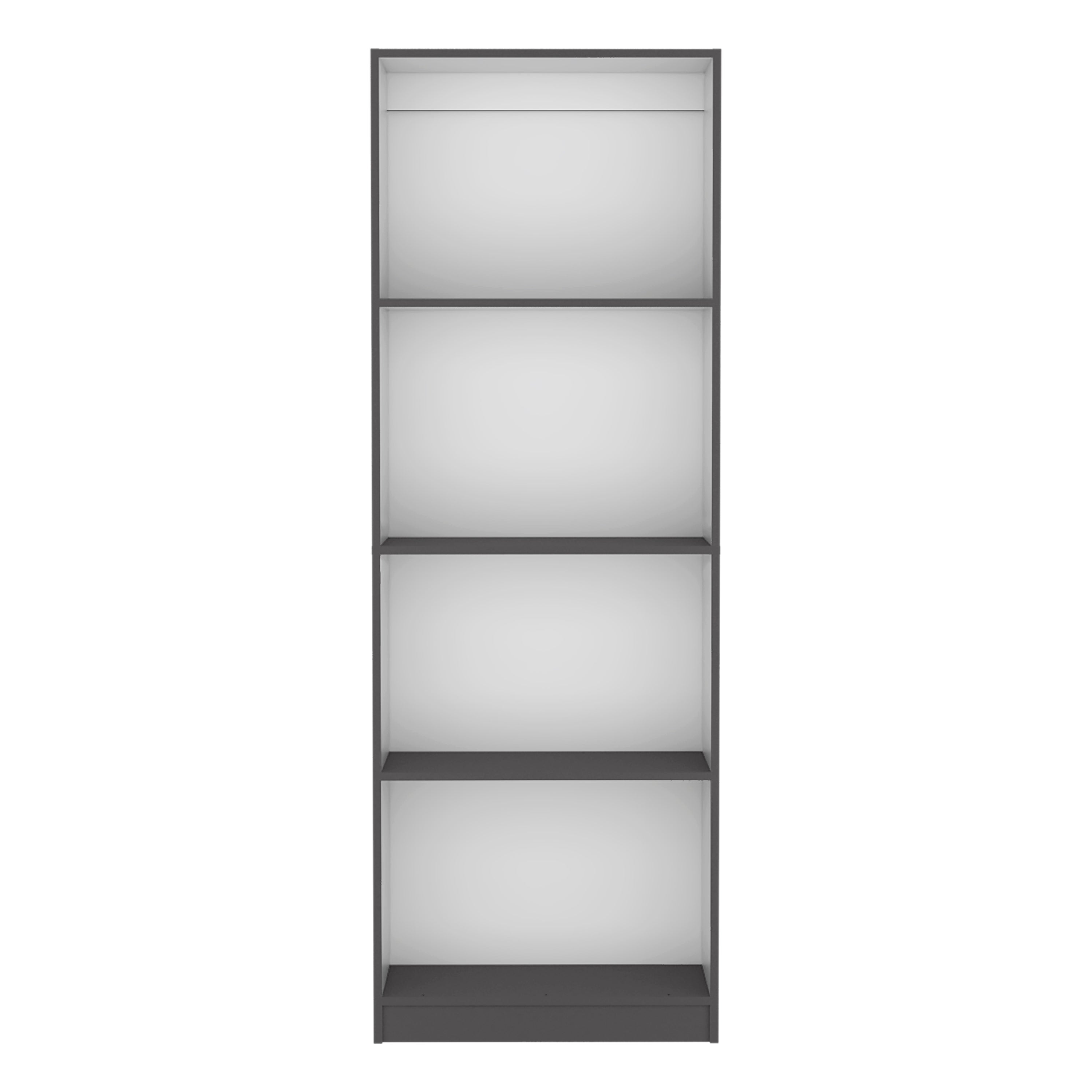 Vinton Bookcase with Spacious Tier-Shelving Design, Matt Gray / White - Luciddepo