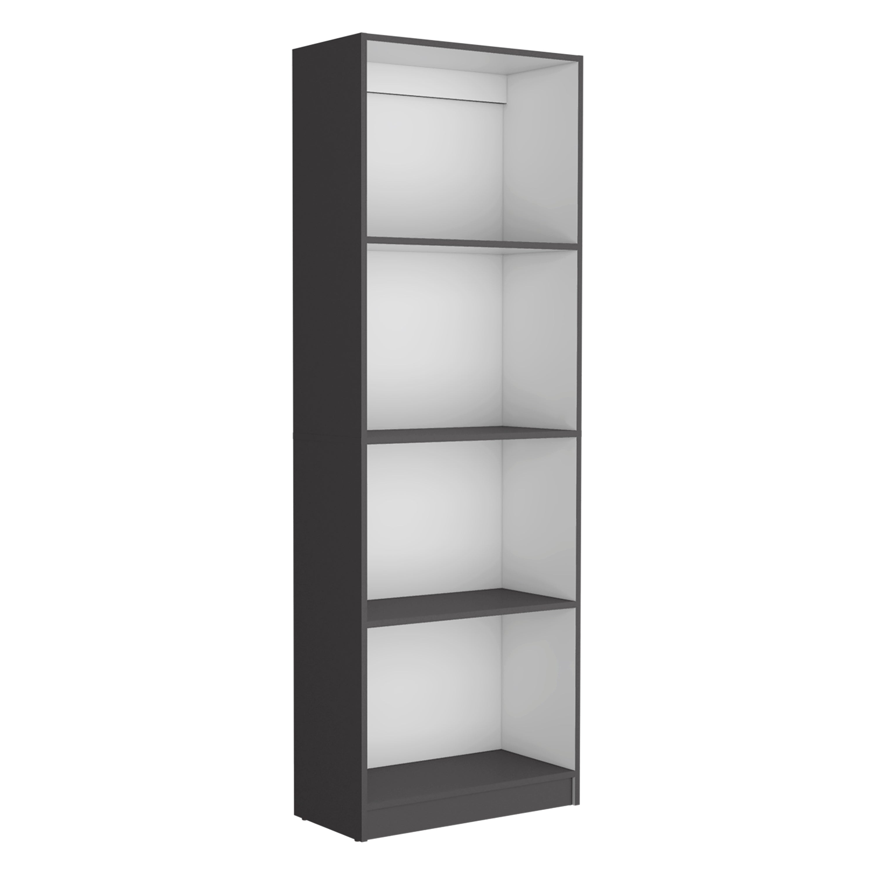 Vinton Bookcase with Spacious Tier-Shelving Design, Matt Gray / White - Luciddepo