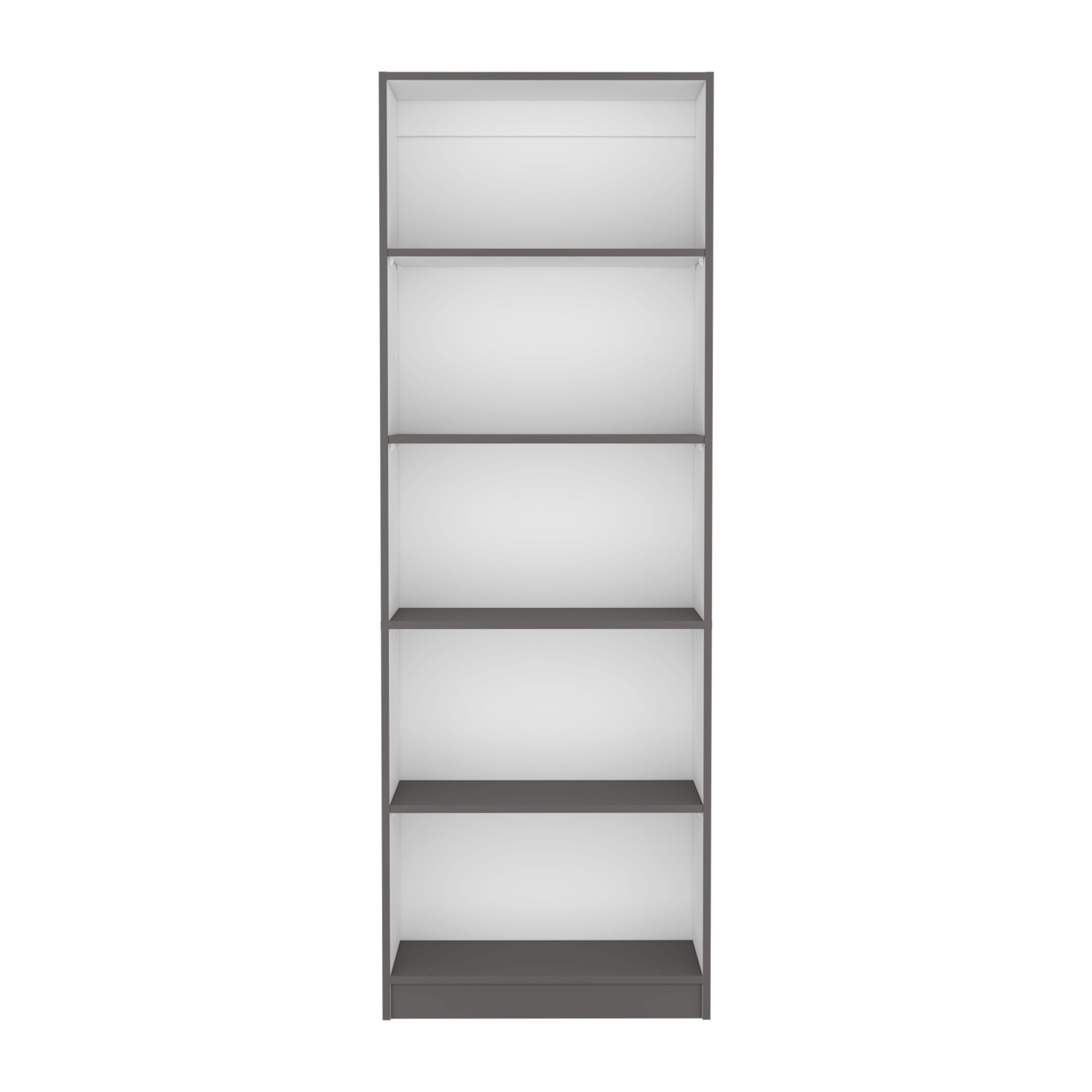 Vinton 4-Tier Bookcase with Modern Storage for Books and Decor, Matt Gray / White - Luciddepo