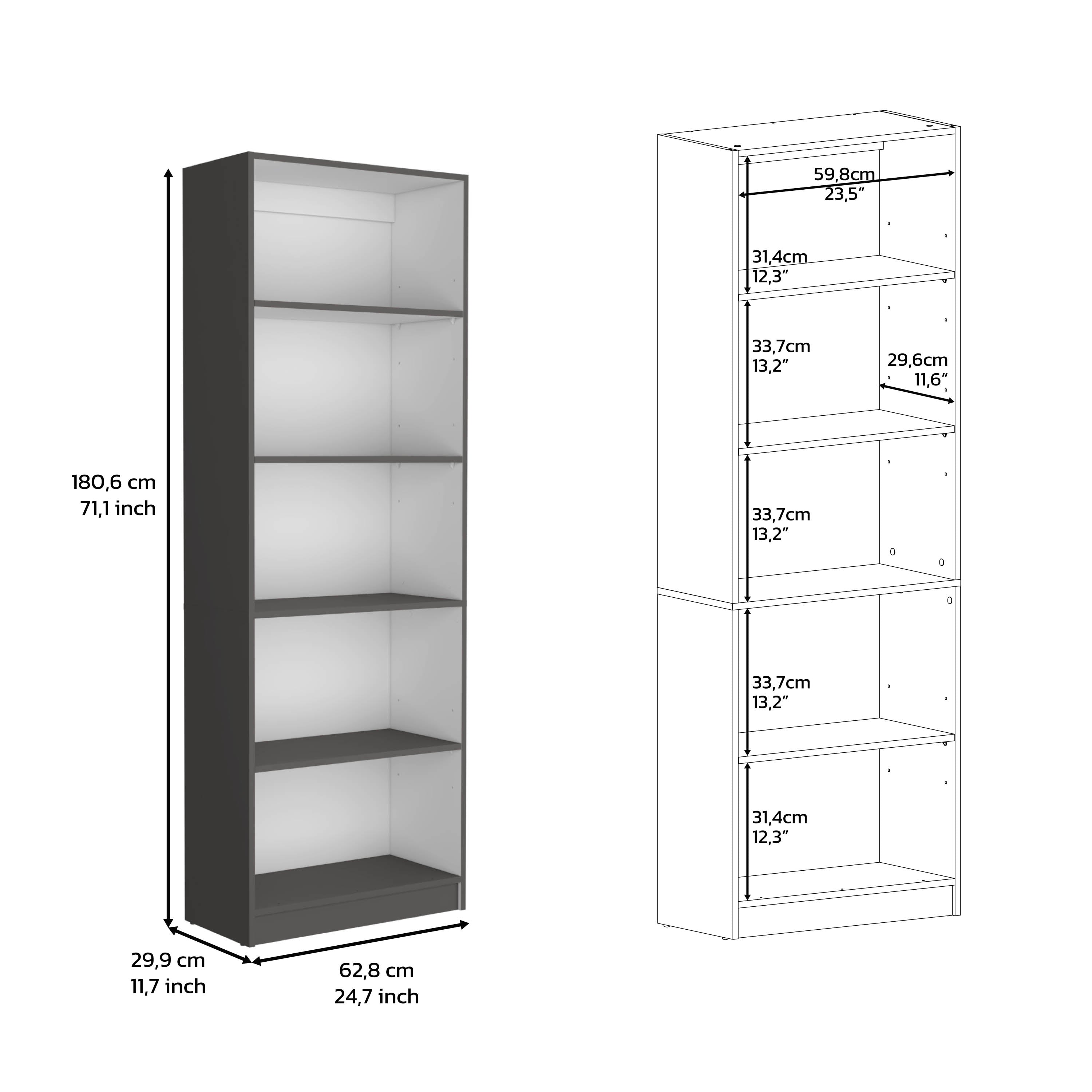 Vinton 4-Tier Bookcase with Modern Storage for Books and Decor, Matt Gray / White - Luciddepo