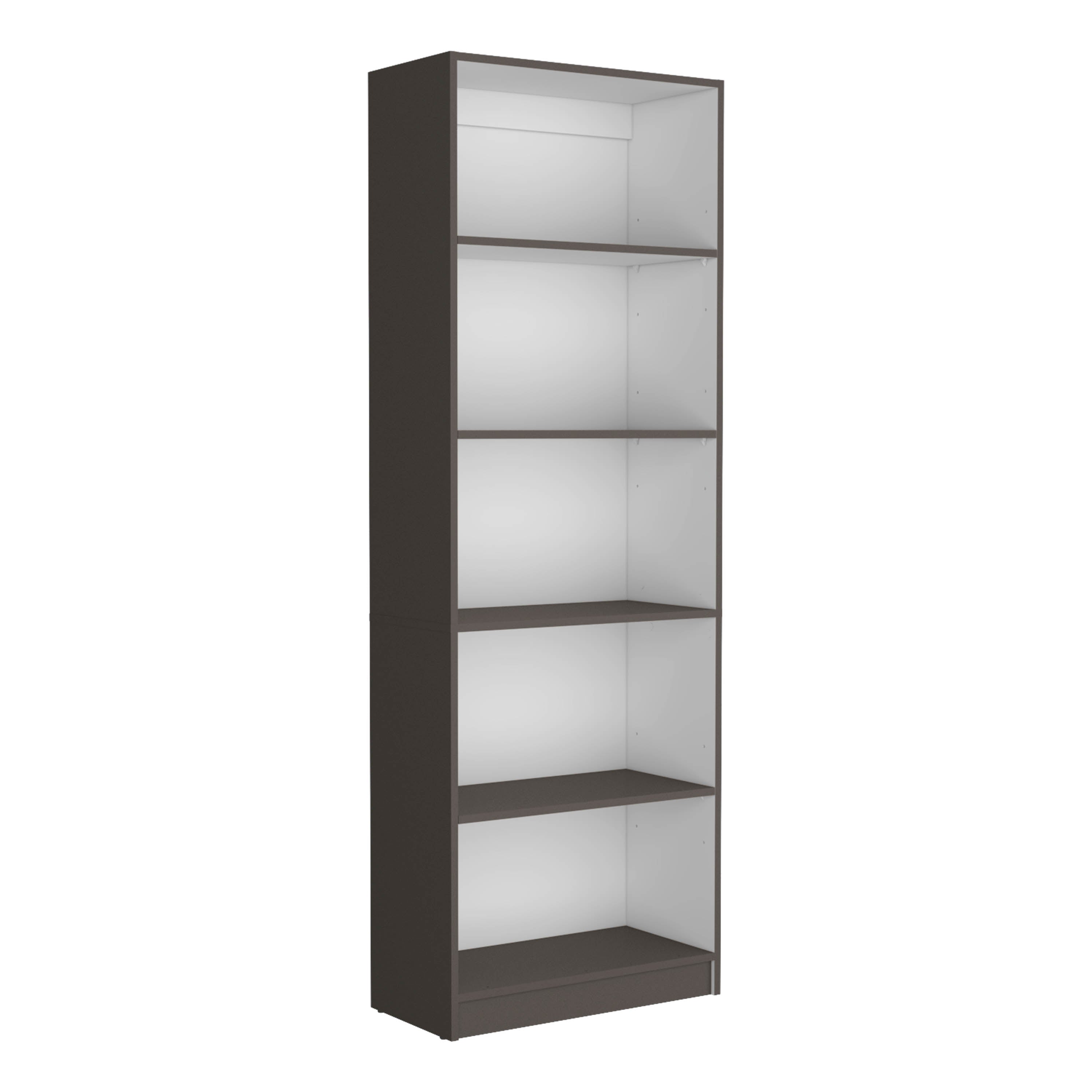 Vinton 4-Tier Bookcase with Modern Storage for Books and Decor, Matt Gray / White - Luciddepo