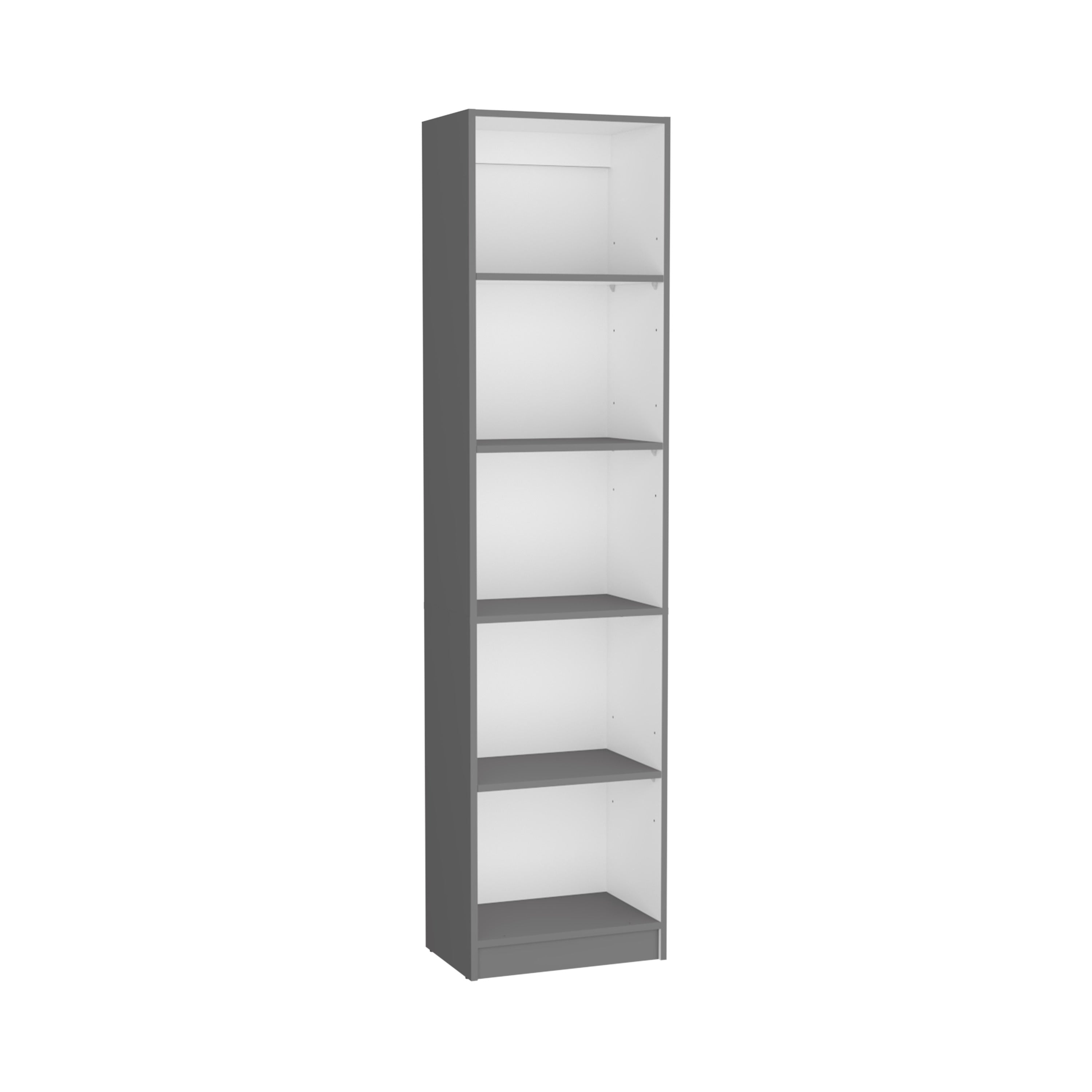 Vinton XS Bookcase Compact Bookshelf with Multiple Shelves, Matt Gray / White - Luciddepo