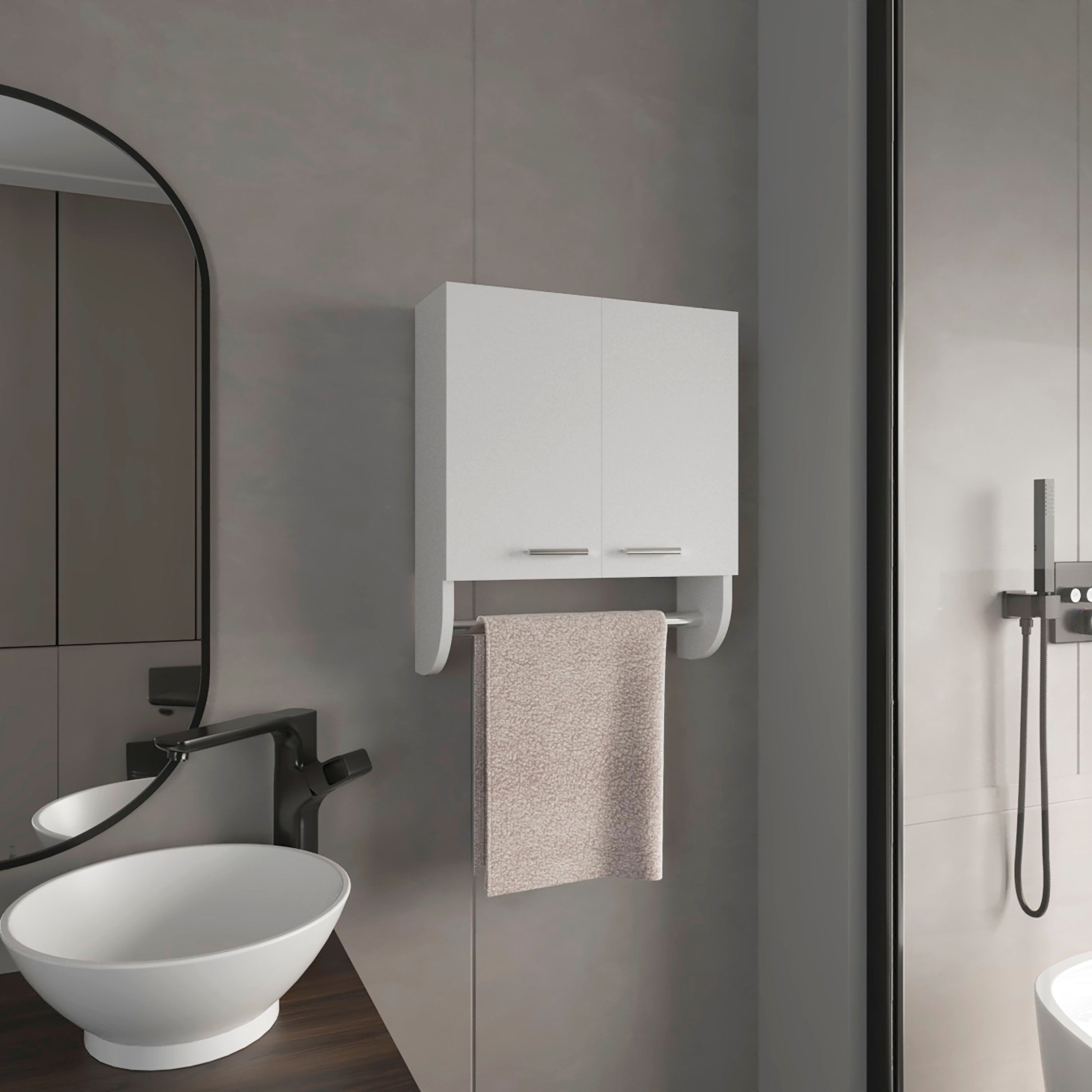 Huslia Medicine Cabinet with 2 Shelves and 2 Doors, White - Luciddepo