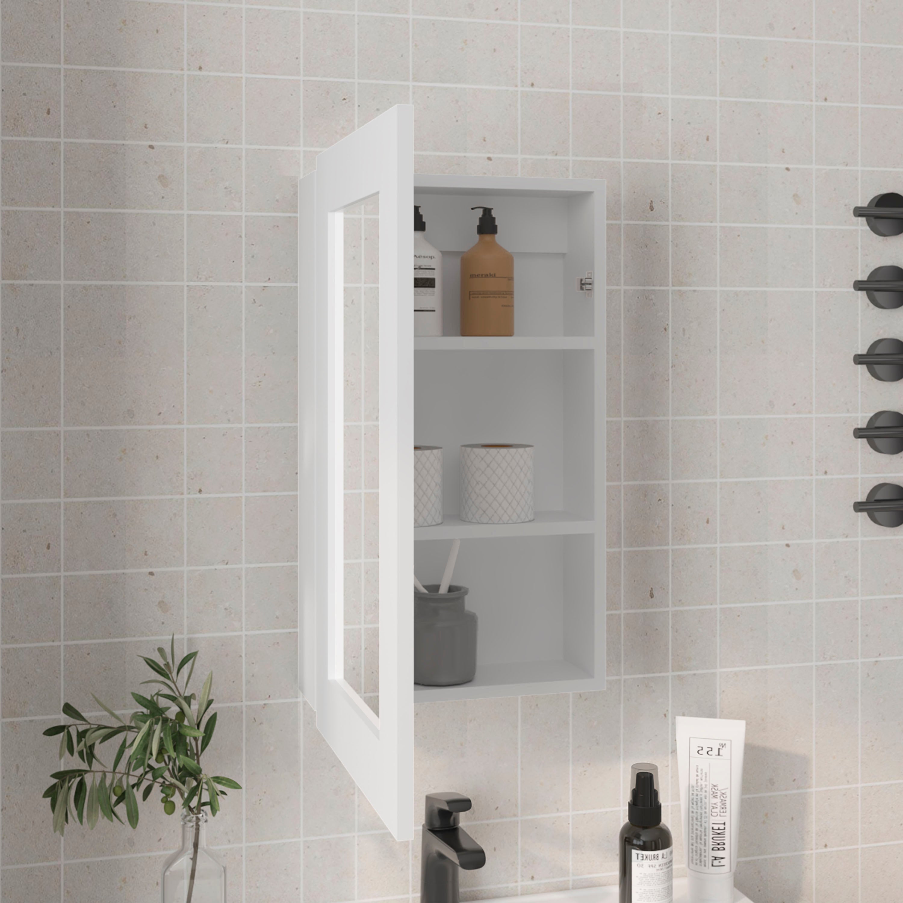 Kiana Medicine Cabinet, 1 Door, 3 Shelves, 25.70" H, 1 Mirror, White - Luciddepo