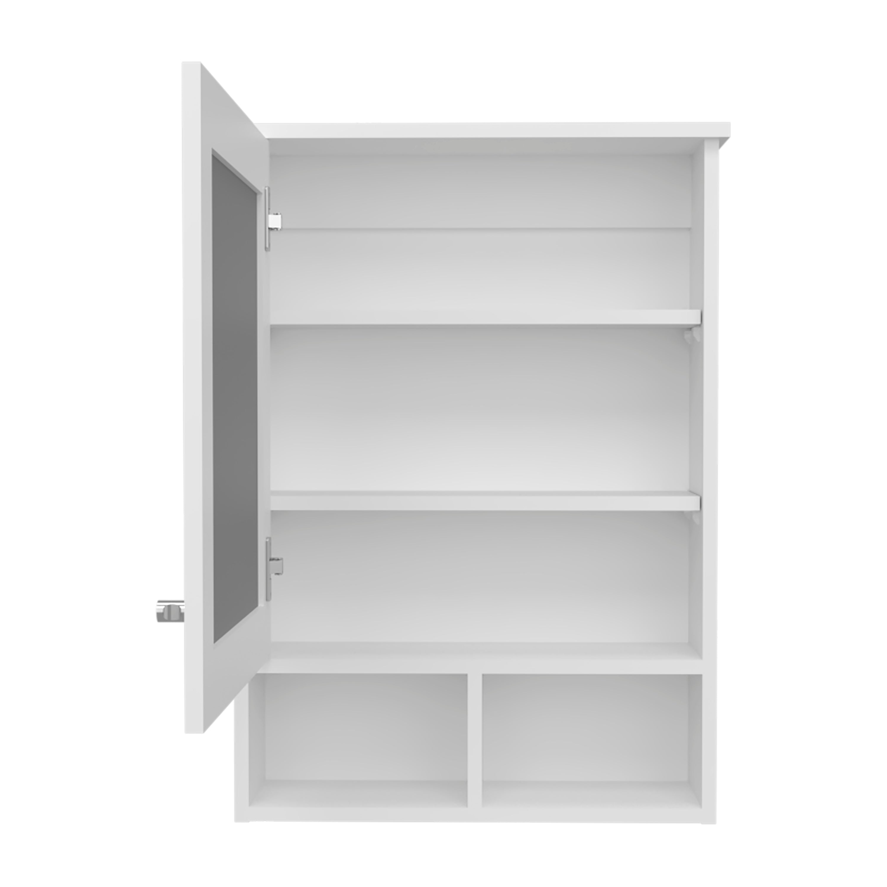 Anamoose Medicine Cabinet with 5 Shelves, 1 Door, and 1 Mirror, White - Luciddepo