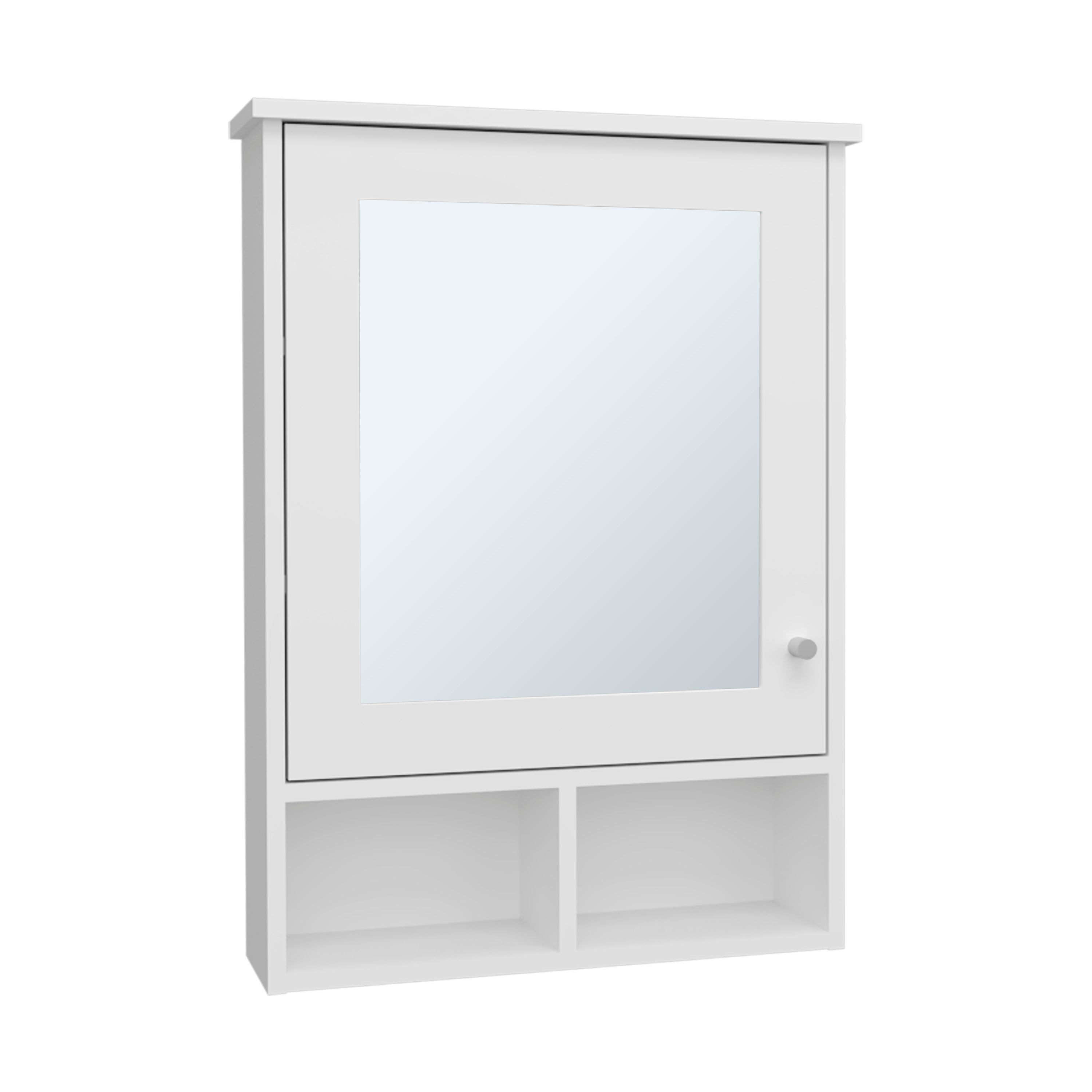 Anamoose Medicine Cabinet with 5 Shelves, 1 Door, and 1 Mirror, White - Luciddepo