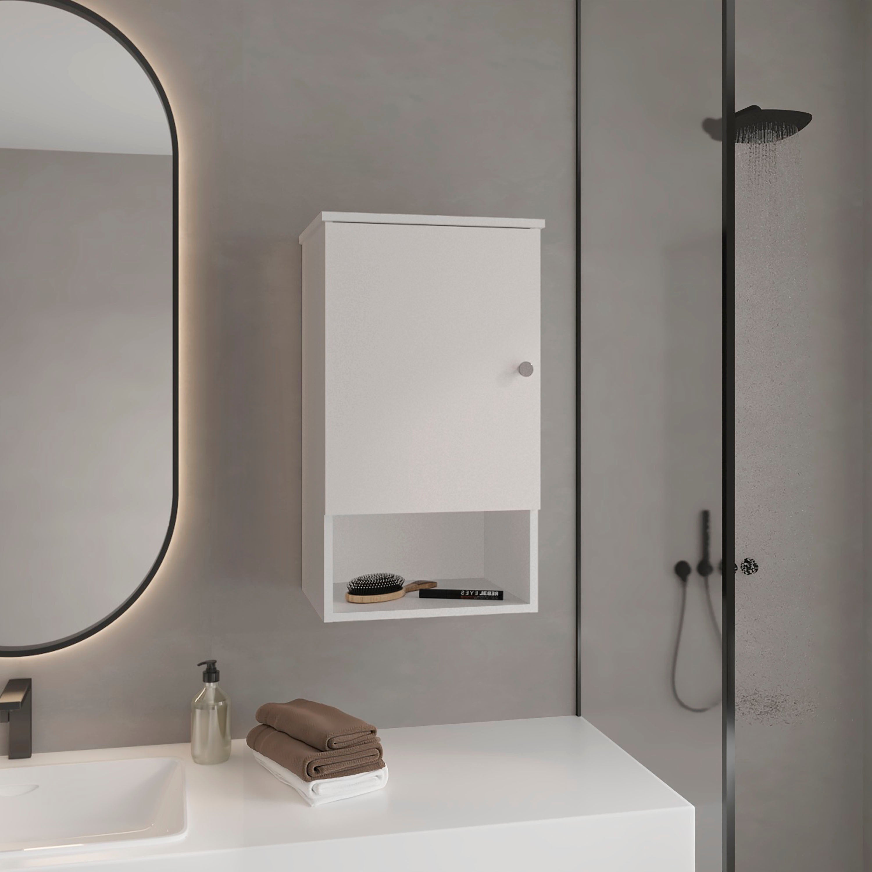 Nulato Medicine Cabinet with 1 Door and 3 Shelves, White - Luciddepo