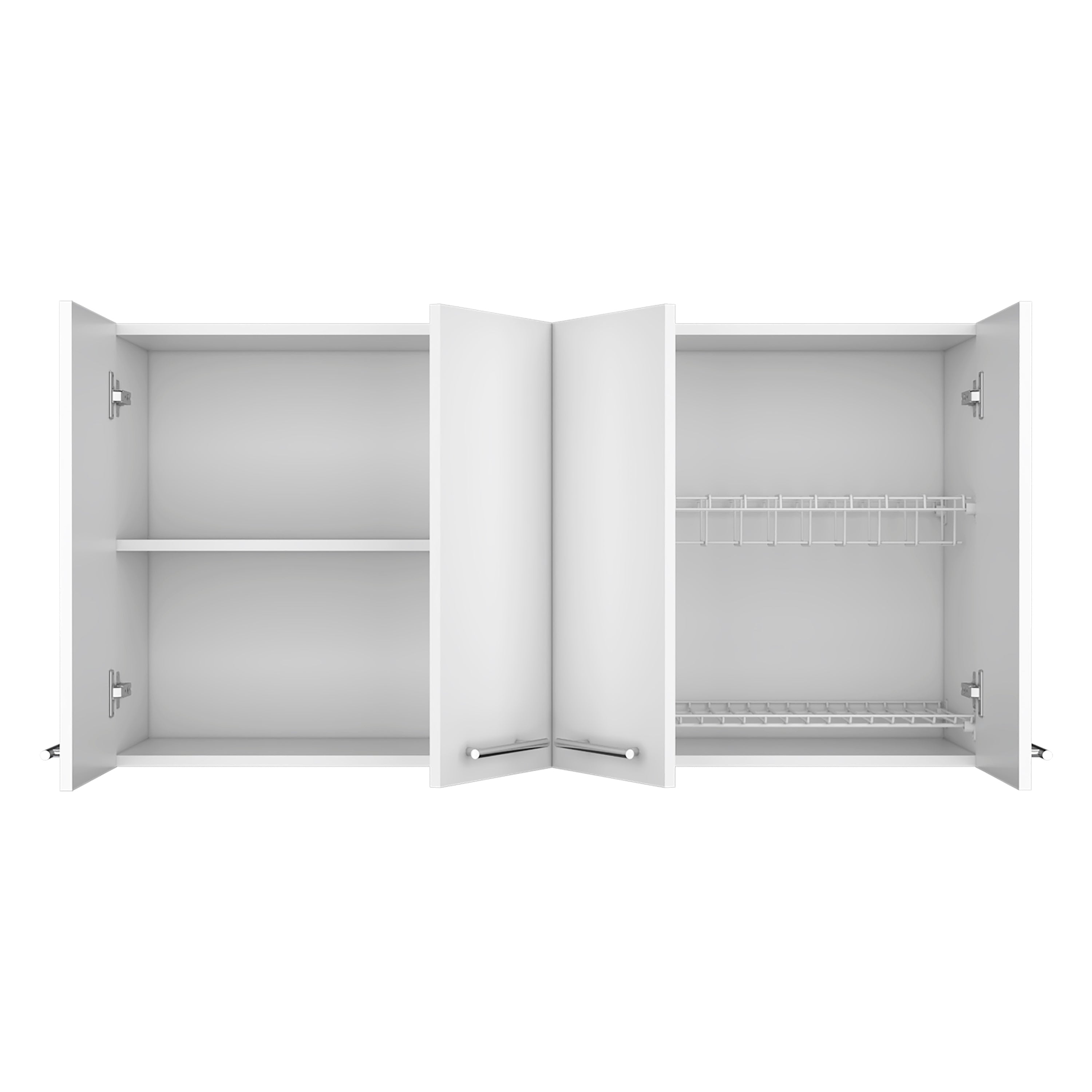 Oceana 120 Wall Cabinet, Four Doors, Two Cabinets, Two Shelves, White - Luciddepo