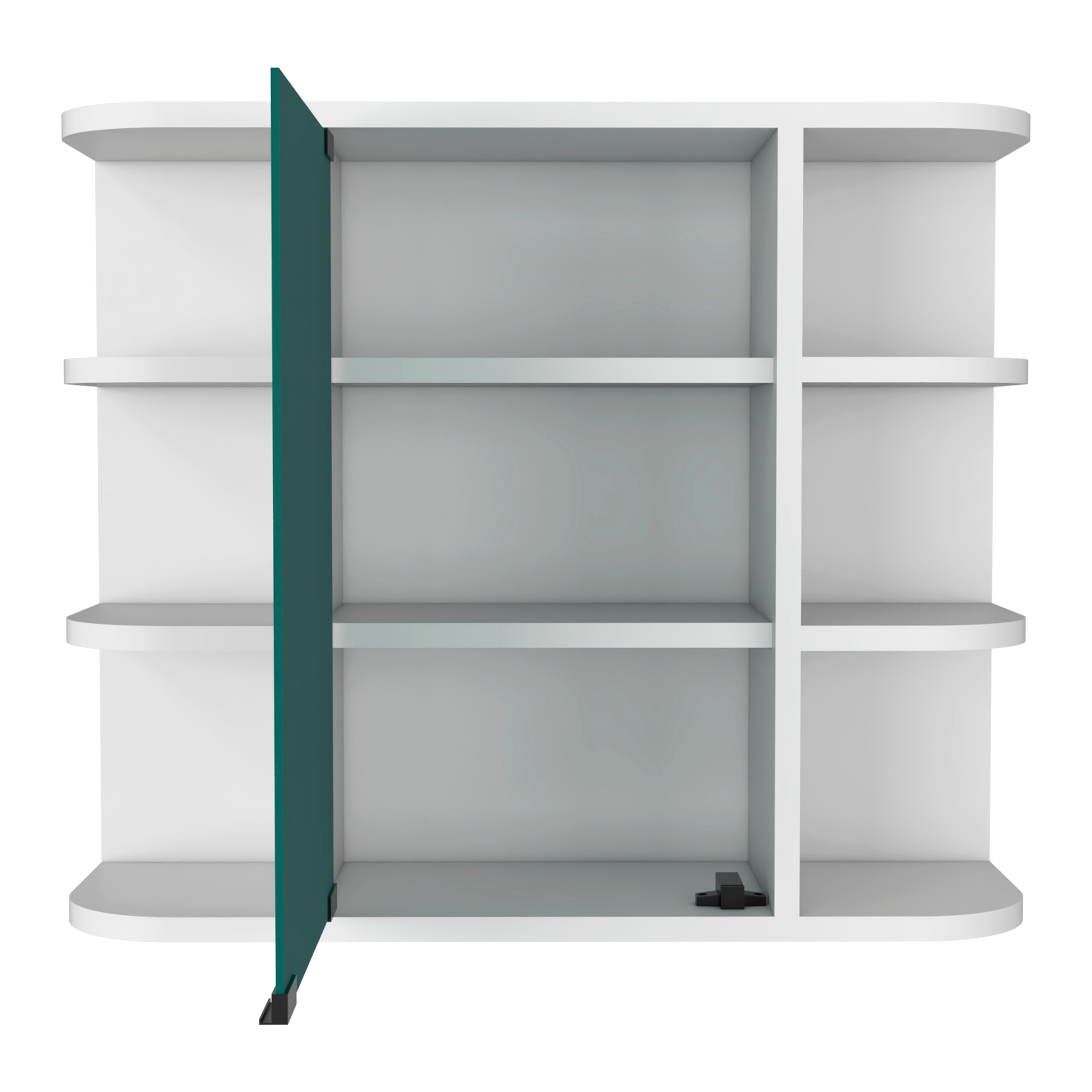 Roma Mirrored Medicine Cabinet, Six External Shelves, Three Interior Shelves, White - Luciddepo