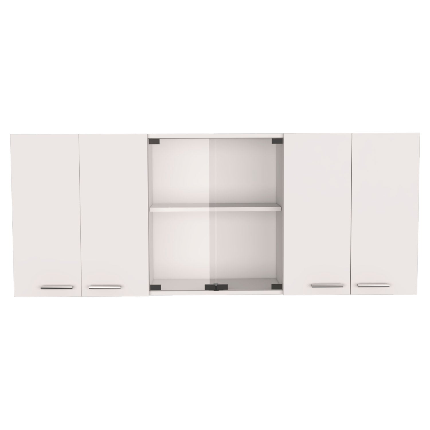 Oceana 150 Wall Double Door Cabinet With Glass, Four Interior Shelves, Glass Cabinet, White - Luciddepo