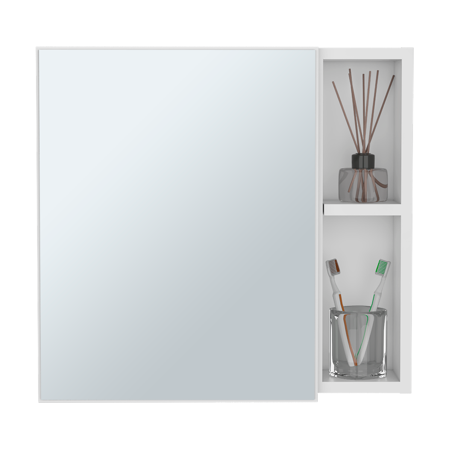 Queets Medicine Single Door Cabinet, Two External Shelves, Three Interior Shelves , White - Luciddepo