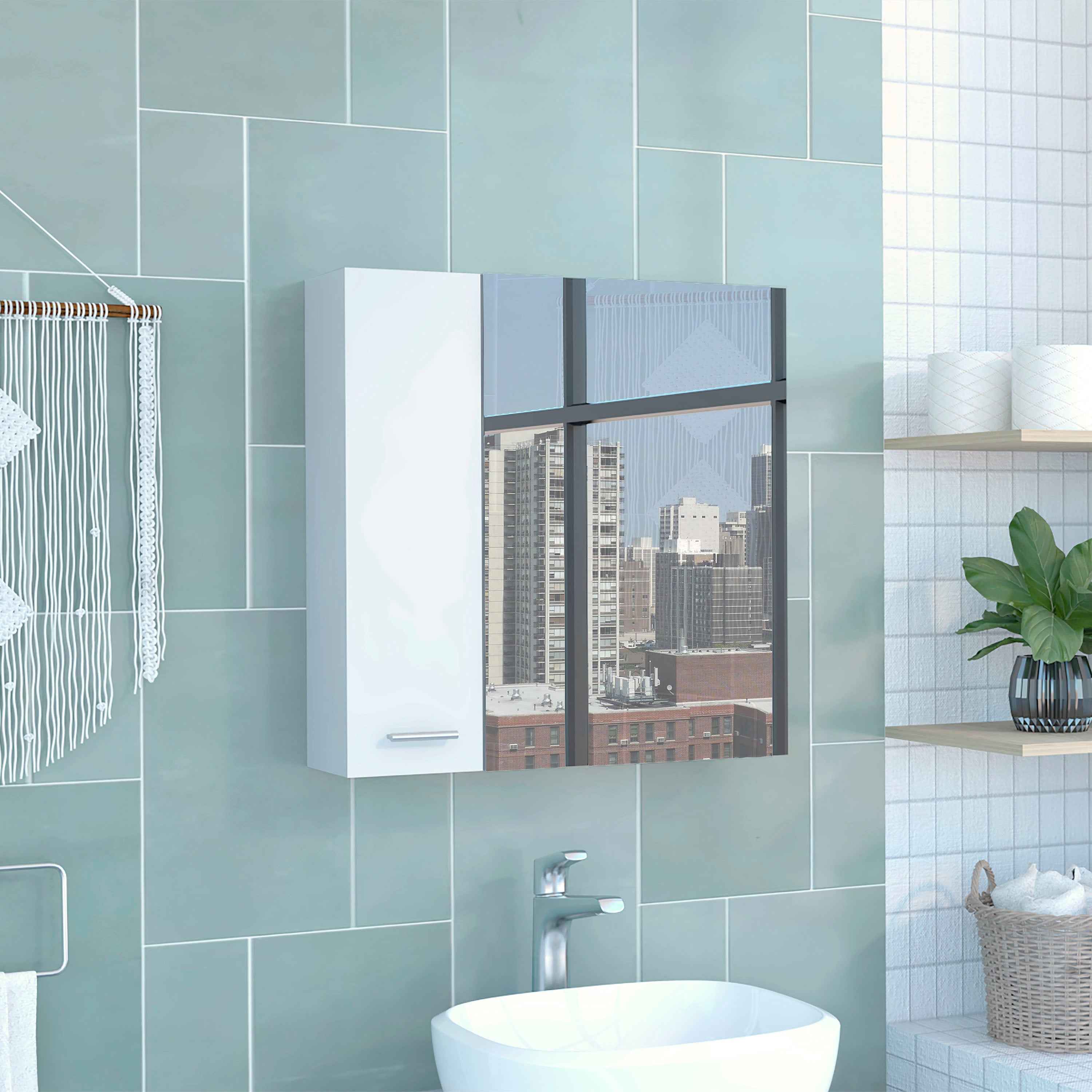 Harbor Medicine Double Door Cabinet,Four Interior Shelves, White