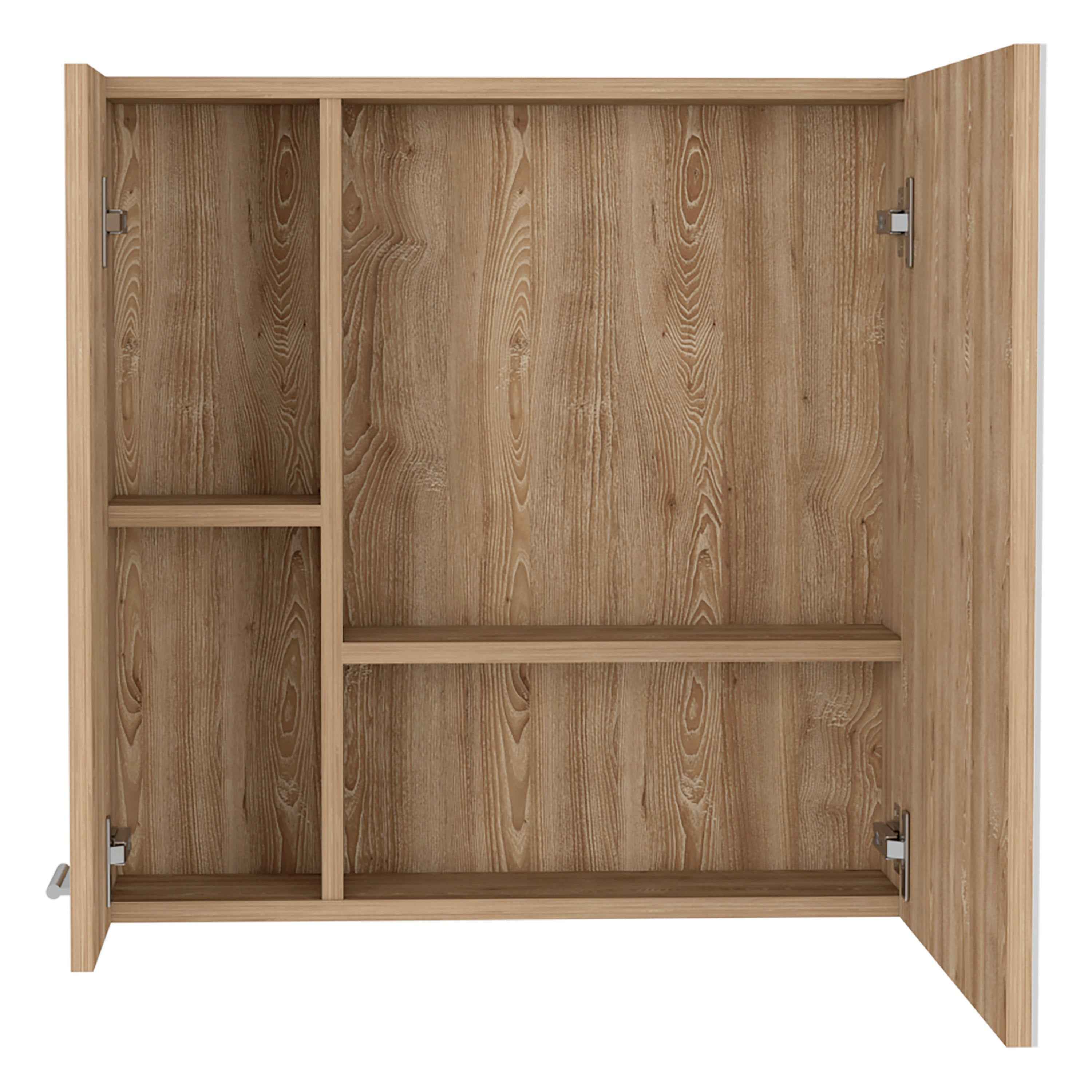 Harbor Medicine Double Door Cabinet,Four Interior Shelves, Pine
