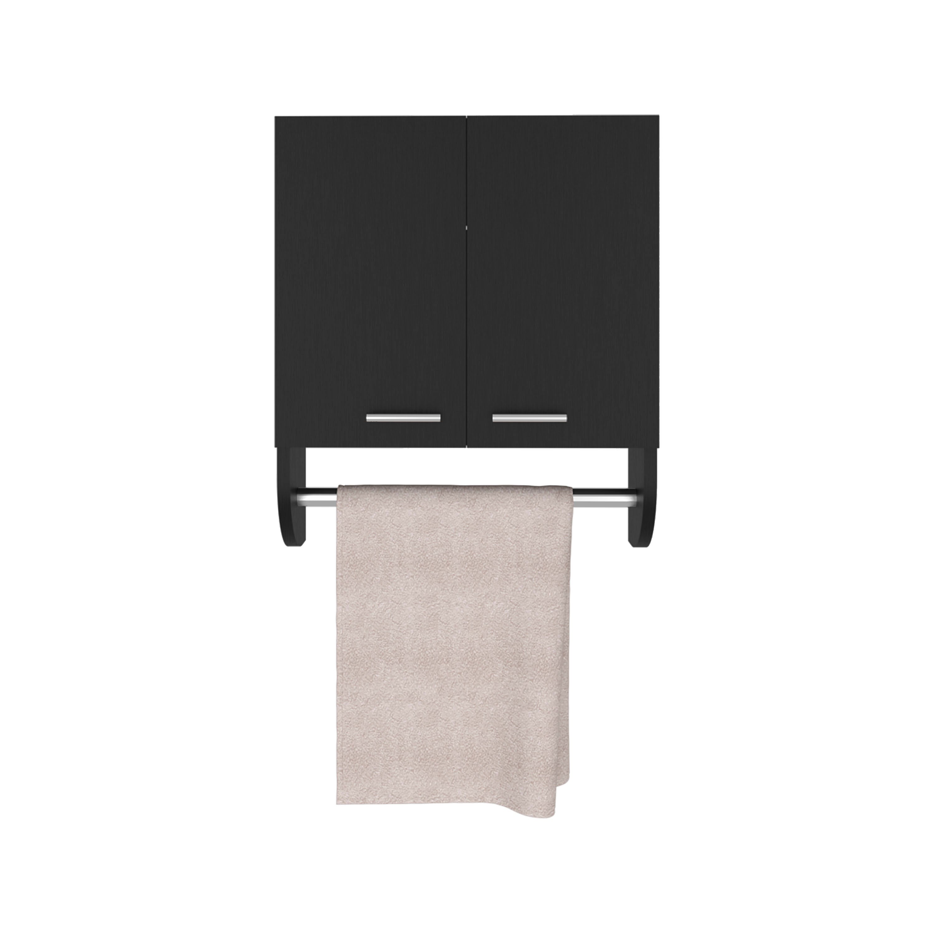 Huslia Medicine Cabinet with 2 Shelves and 2 Doors, Black Wengue - Luciddepo