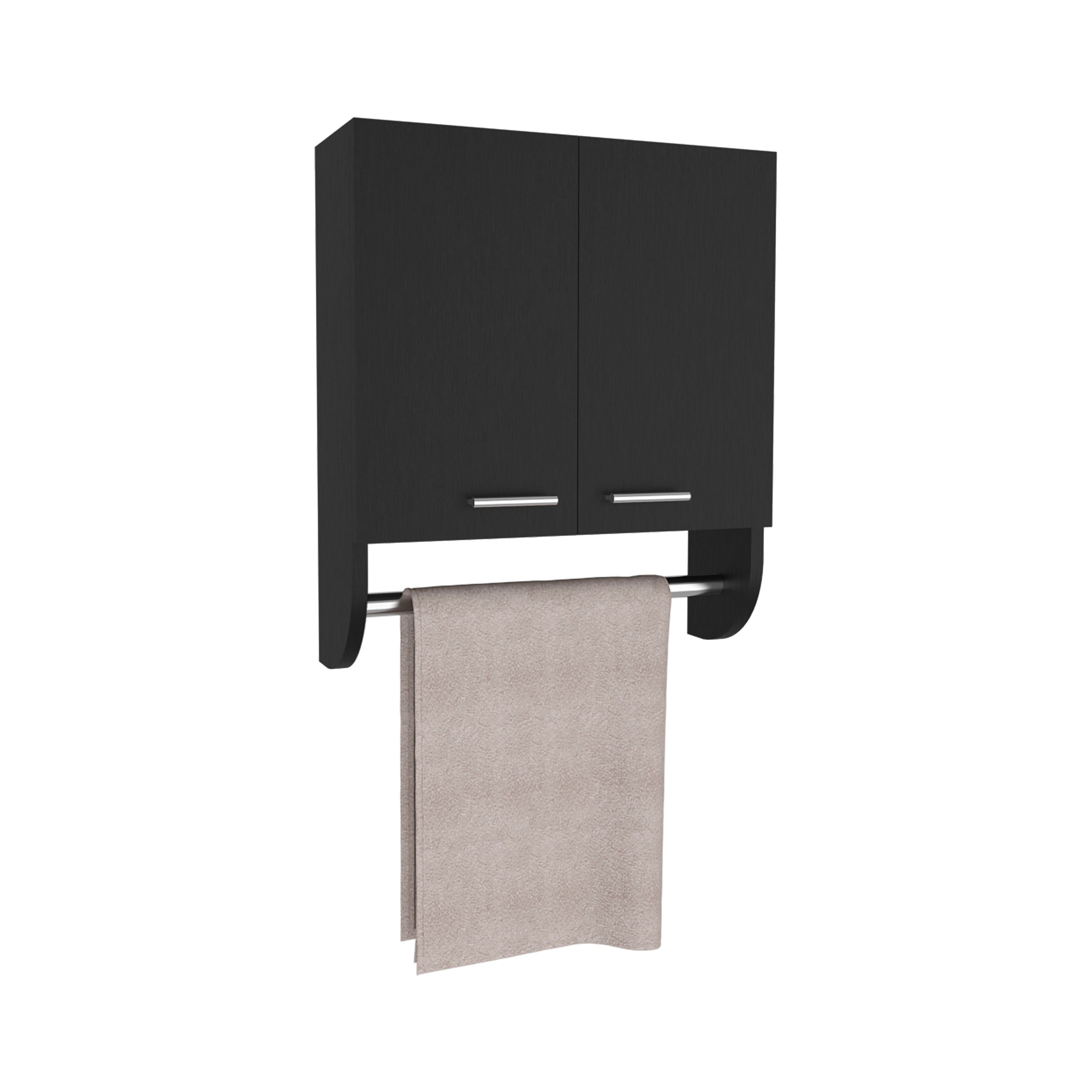 Huslia Medicine Cabinet with 2 Shelves and 2 Doors, Black Wengue - Luciddepo