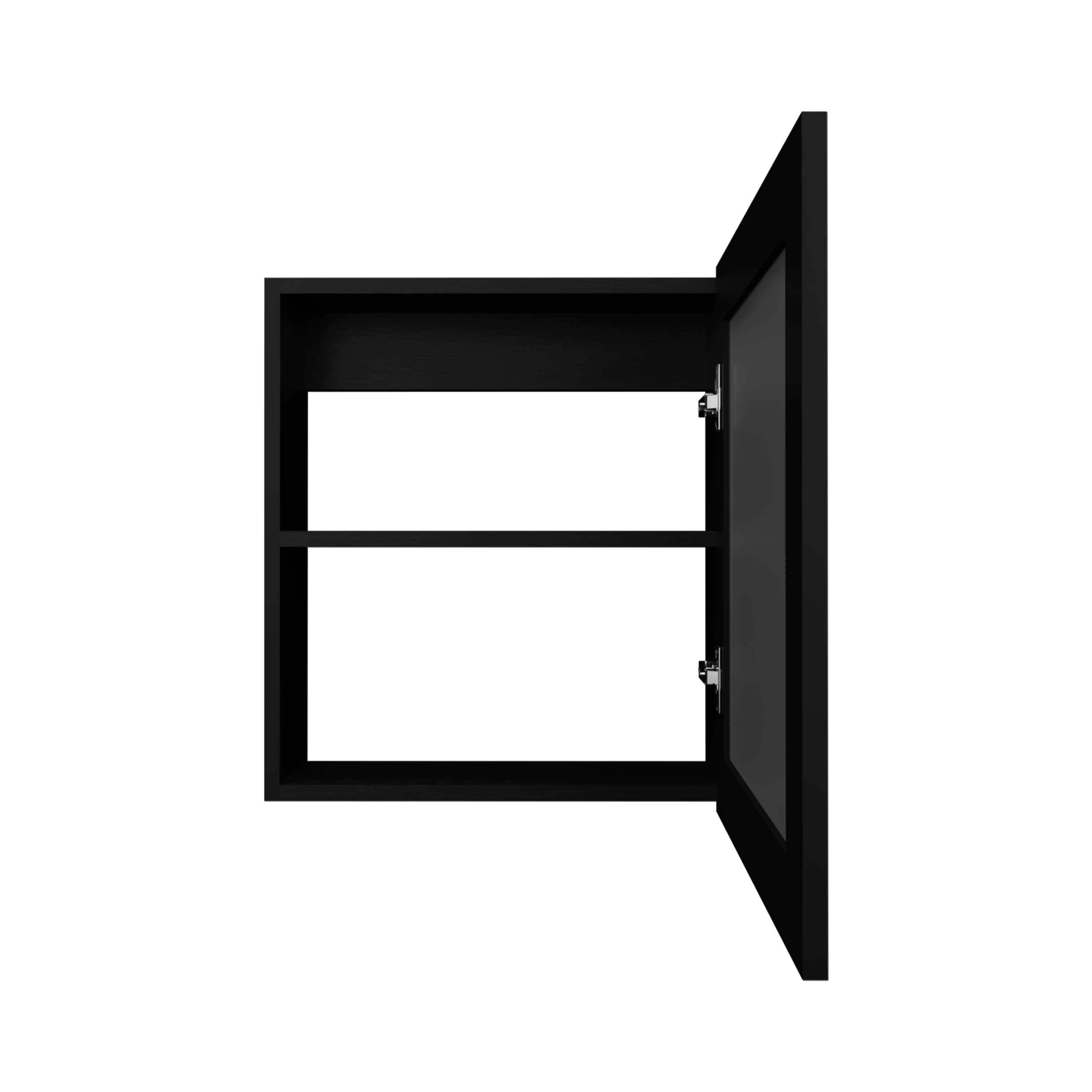 Asheboro Medicine Cabinet with 2 Shelves, 1 Door, and 1 Mirror, Black Wengue - Luciddepo