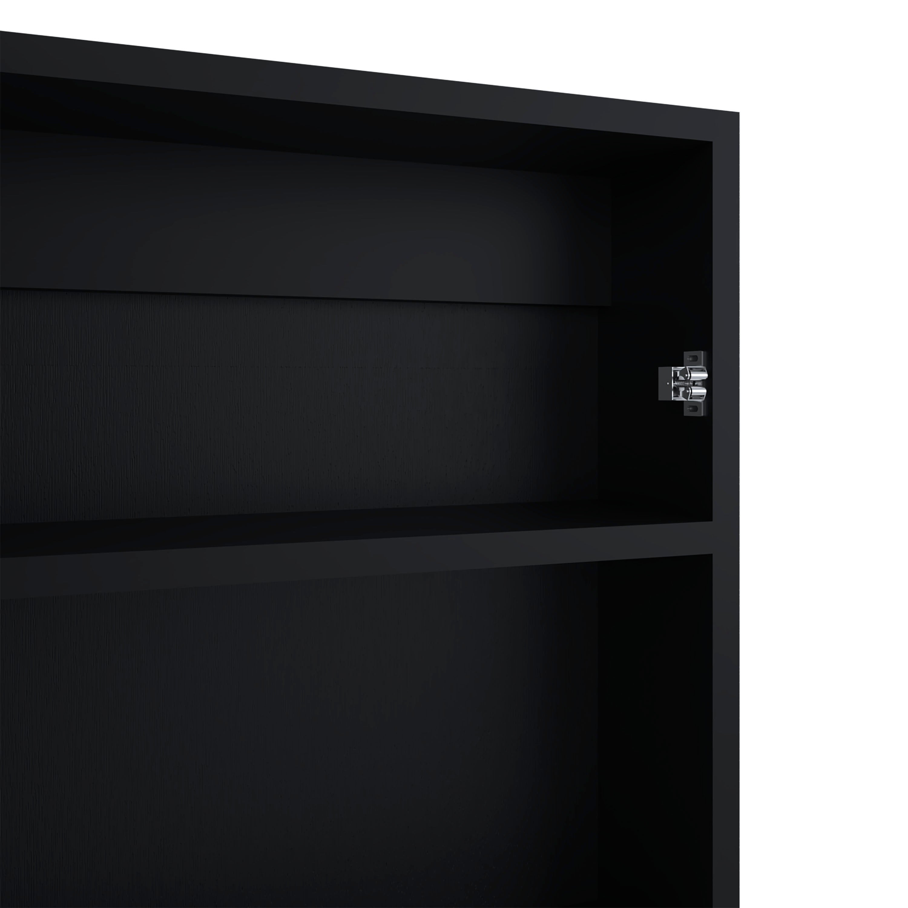 Kiana Medicine Cabinet, 1 Door, 3 Shelves, 25.70" H, 1 Mirror, Black Wengue - Luciddepo