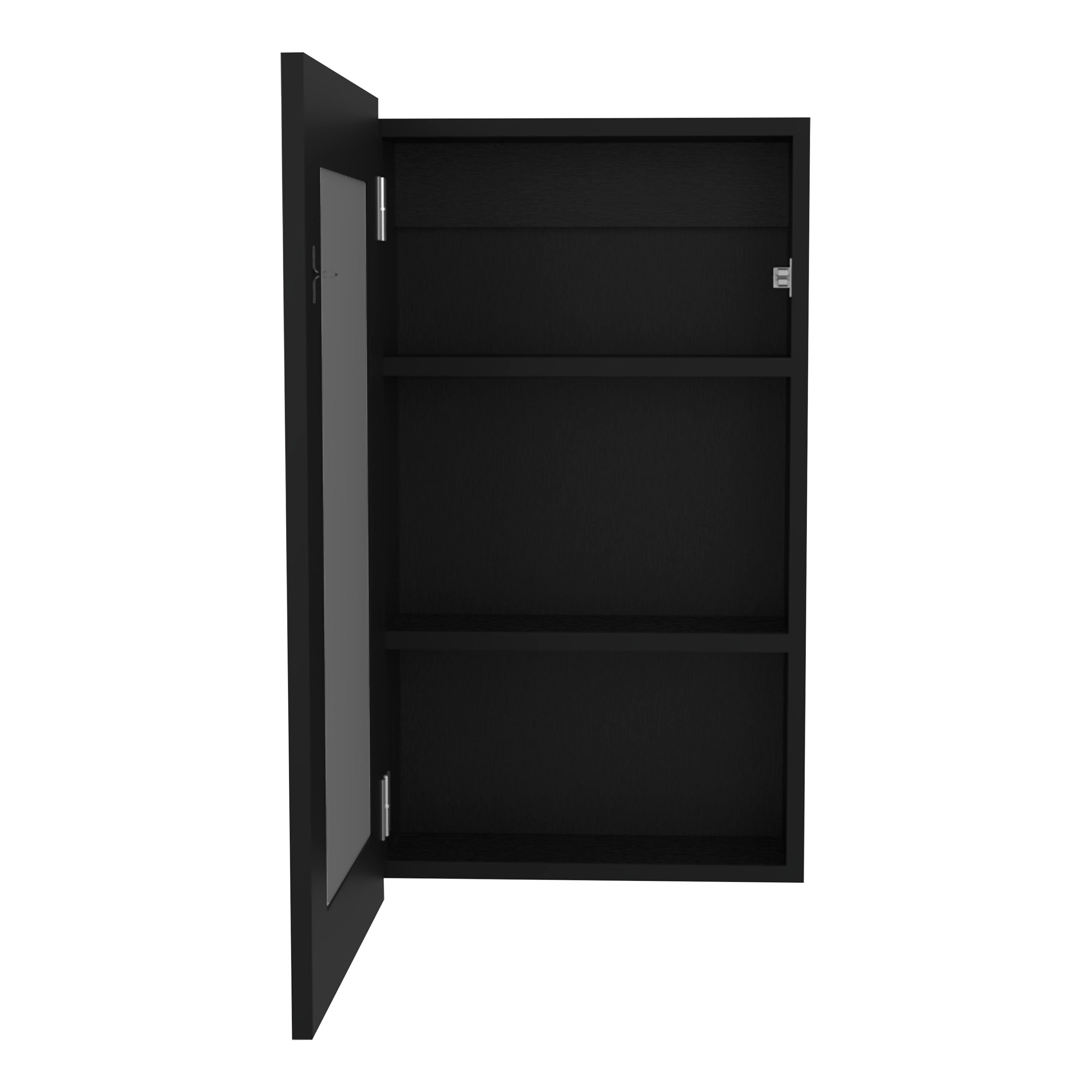 Kiana Medicine Cabinet, 1 Door, 3 Shelves, 25.70" H, 1 Mirror, Black Wengue - Luciddepo