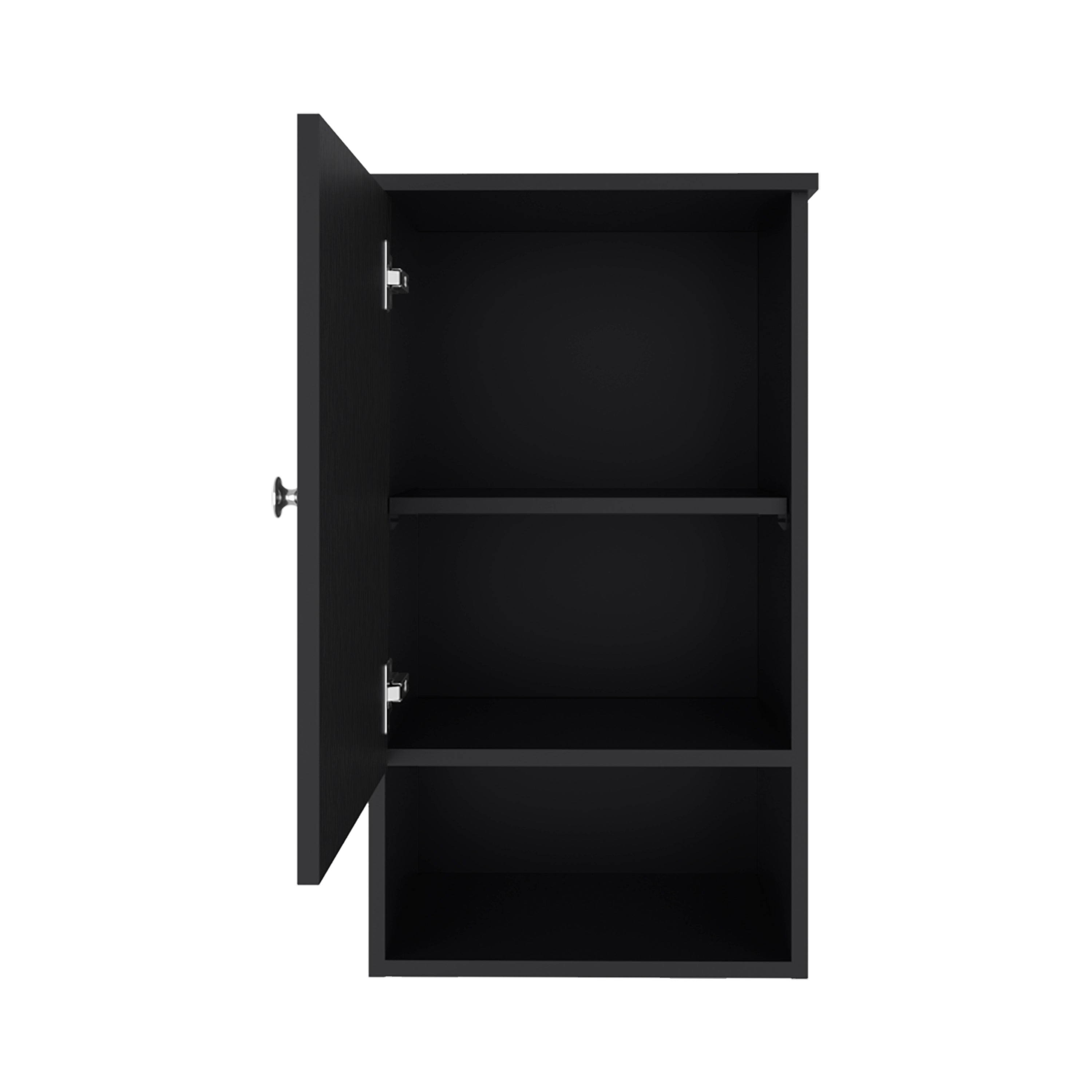 Nulato Medicine Cabinet with 1 Door and 3 Shelves, Black - Luciddepo