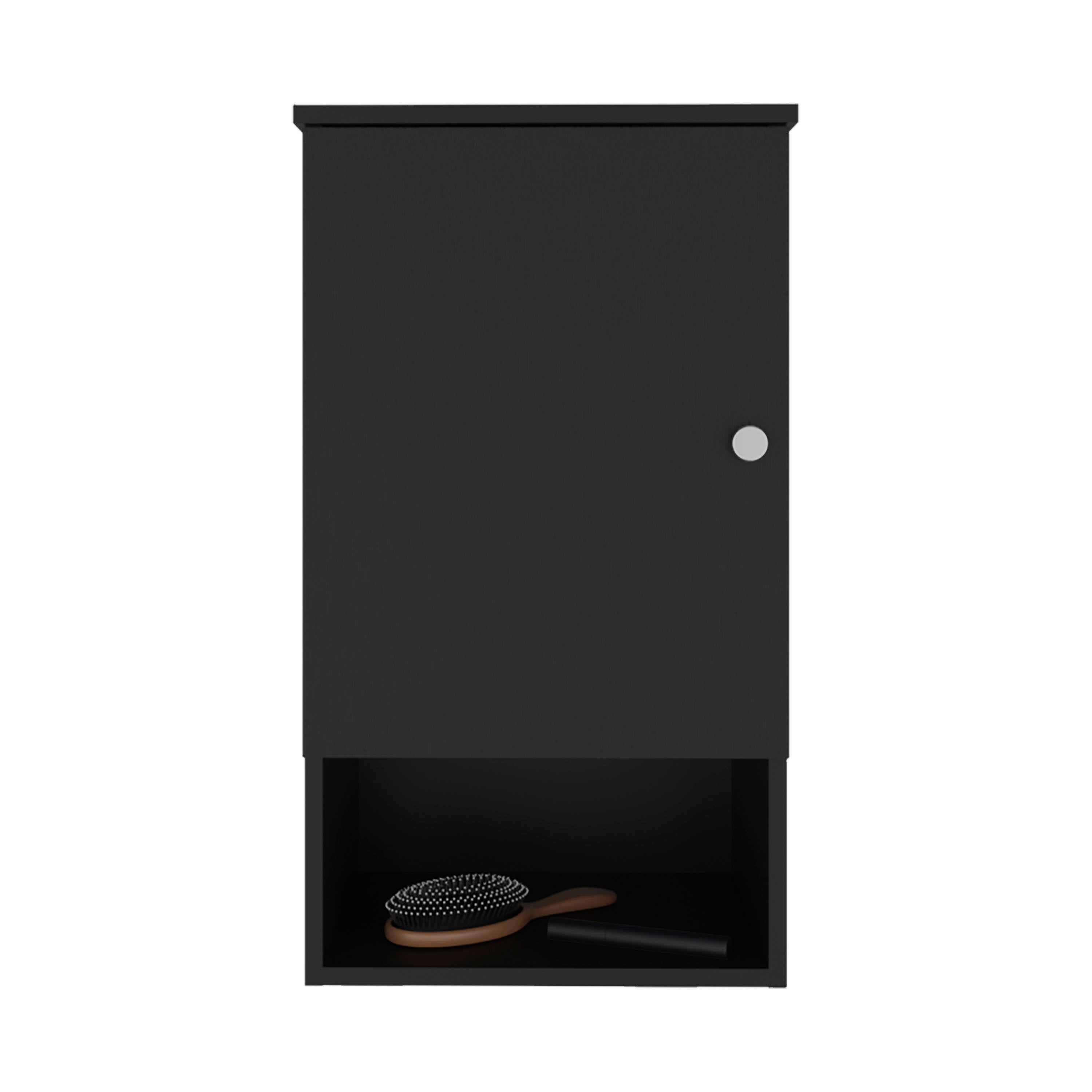 Nulato Medicine Cabinet with 1 Door and 3 Shelves, Black - Luciddepo