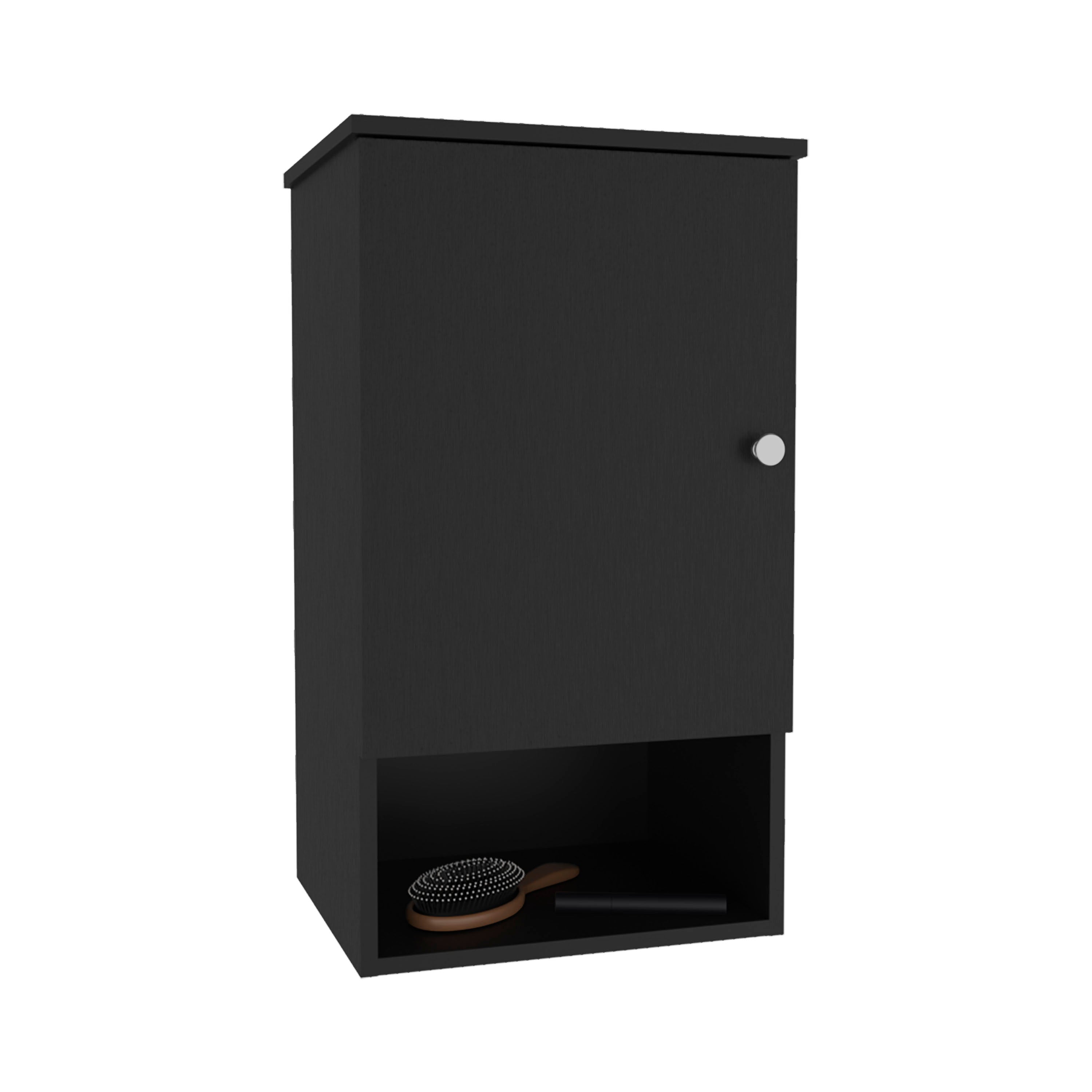 Nulato Medicine Cabinet with 1 Door and 3 Shelves, Black - Luciddepo
