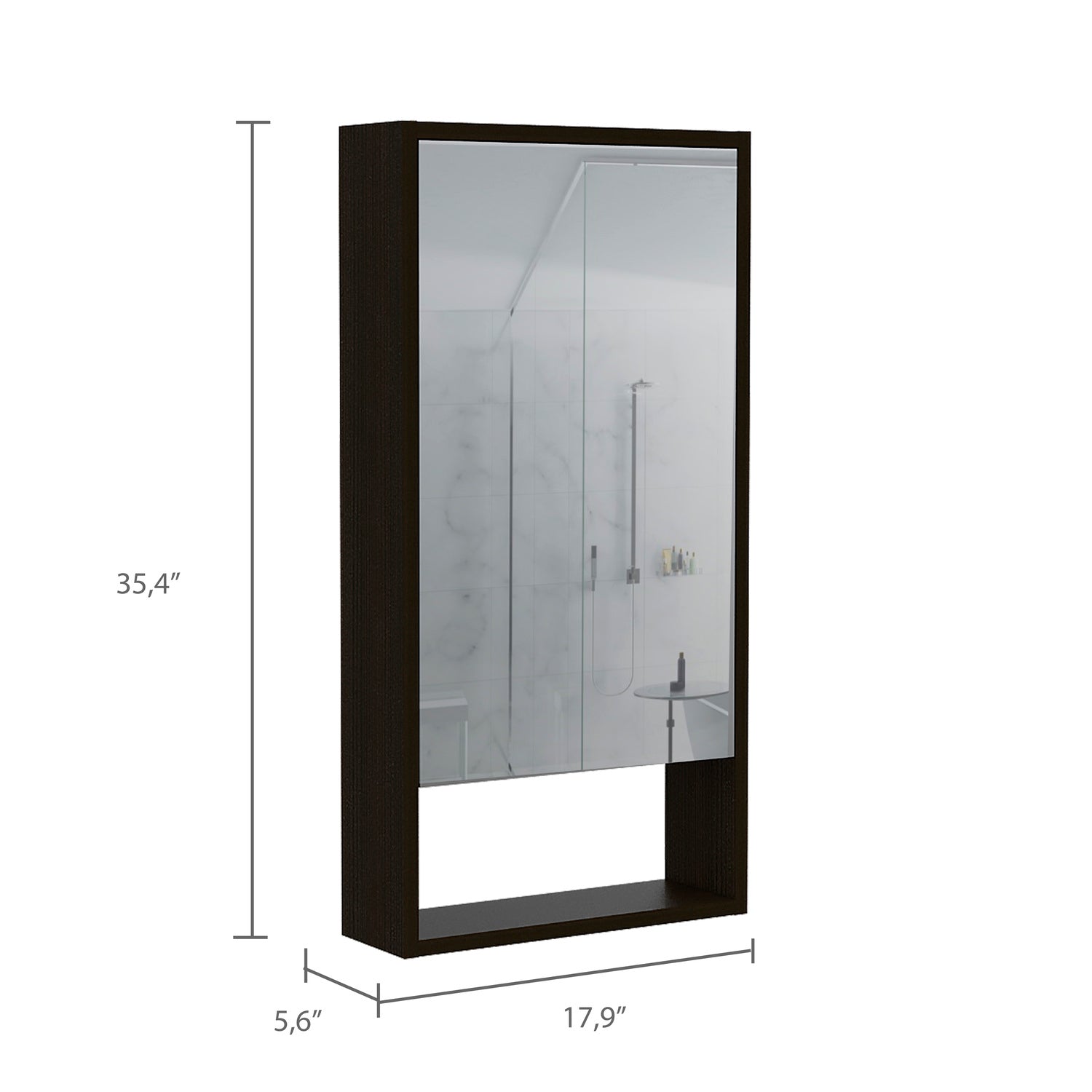 Palermo Medicine Single Door Cabinet, Two Interior Shelves, One External Shelf, Black - Luciddepo