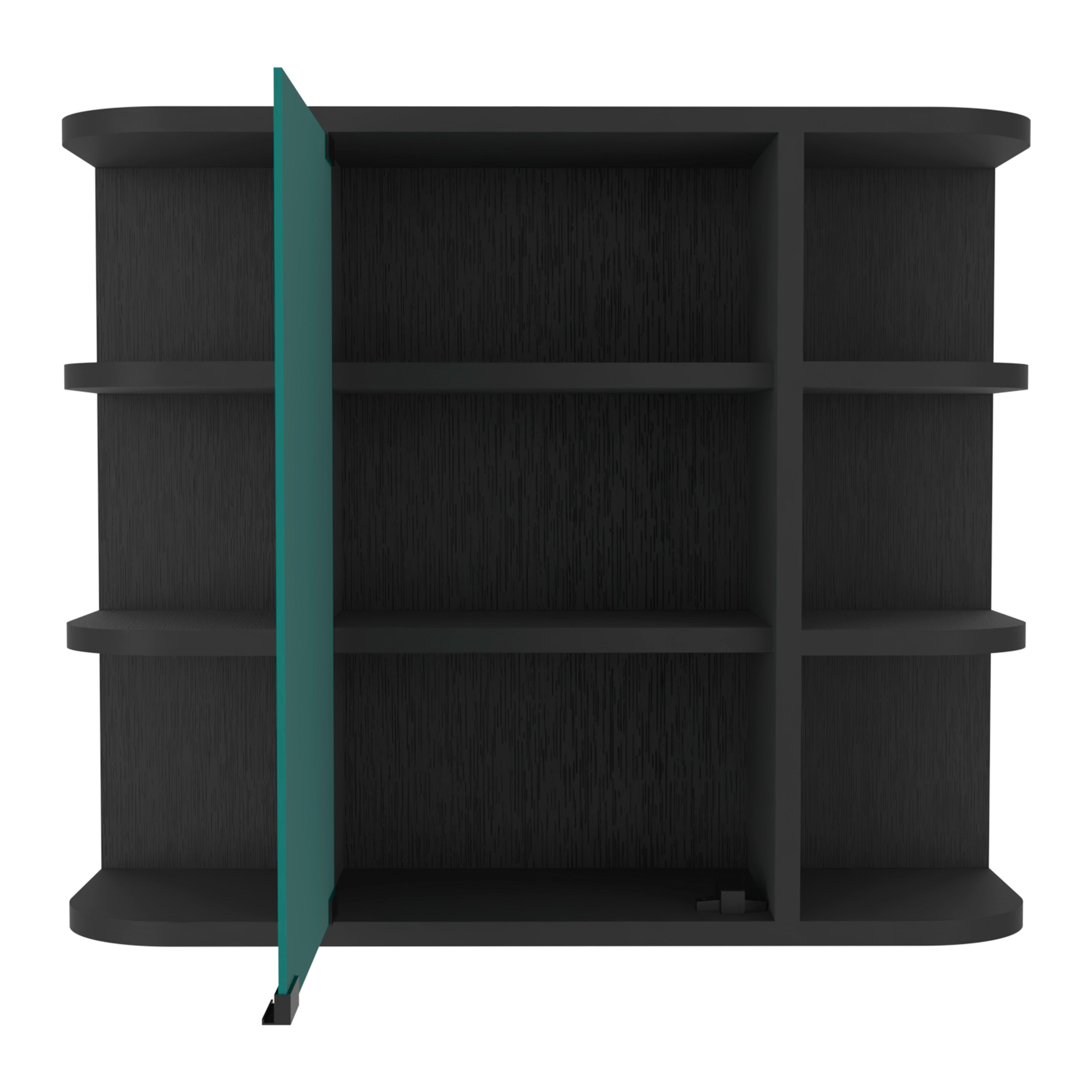 Roma Mirrored Medicine Cabinet, Six External Shelves, Three Interior Shelves, Black - Luciddepo