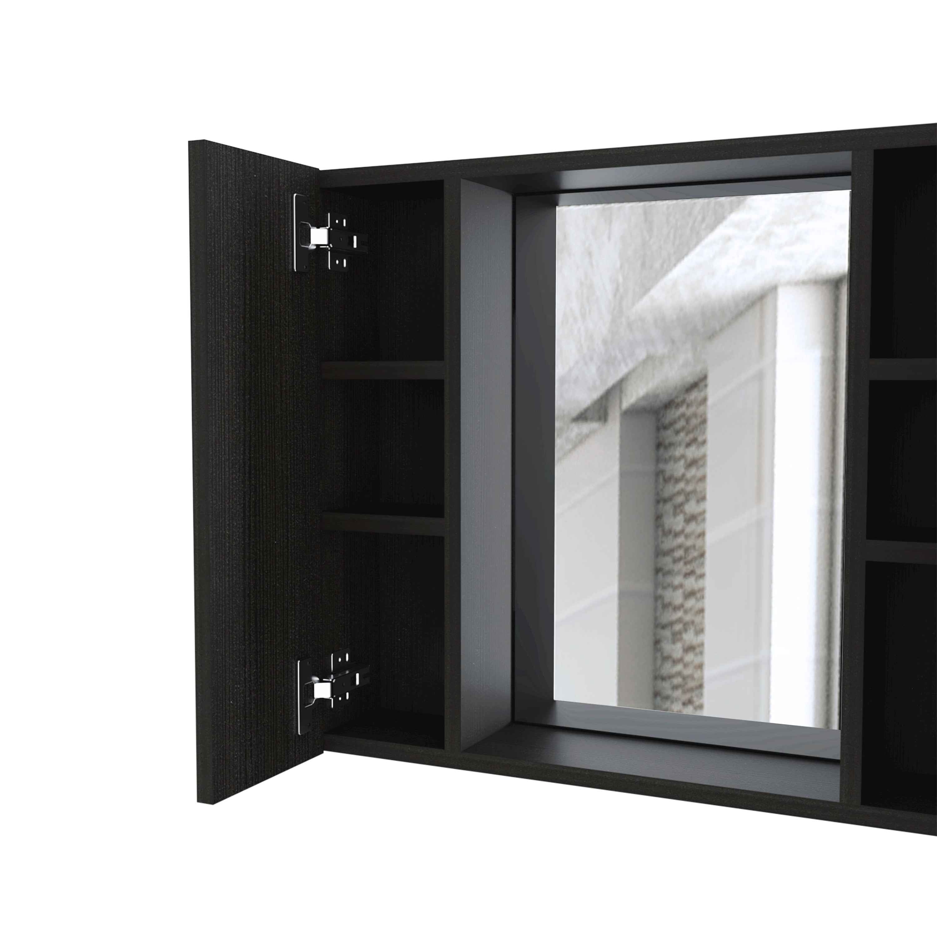 Garnet Medicine Double Door Cabinet, One External Shelf, Black
