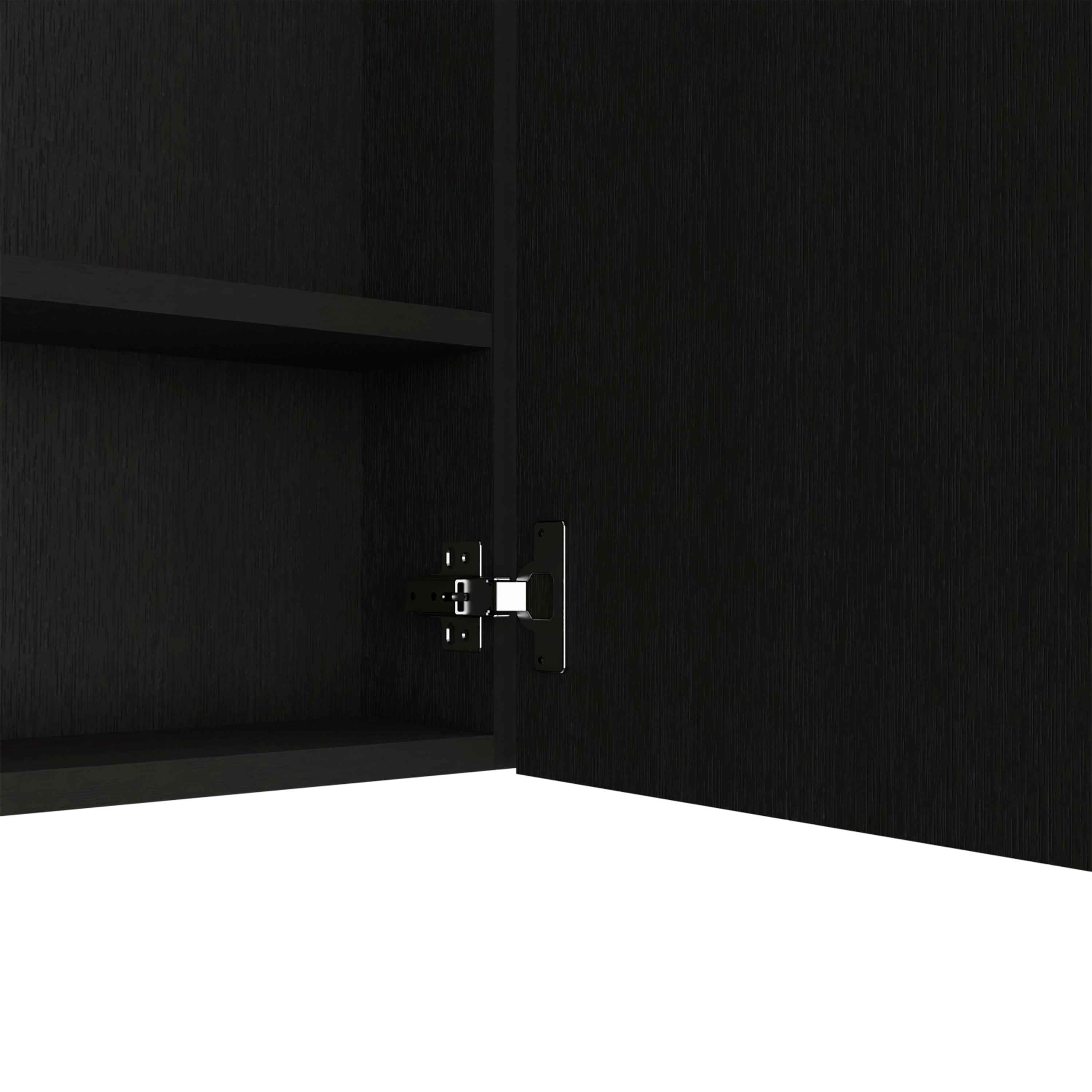 Harbor Medicine Double Door Cabinet,Four Interior Shelves, Black