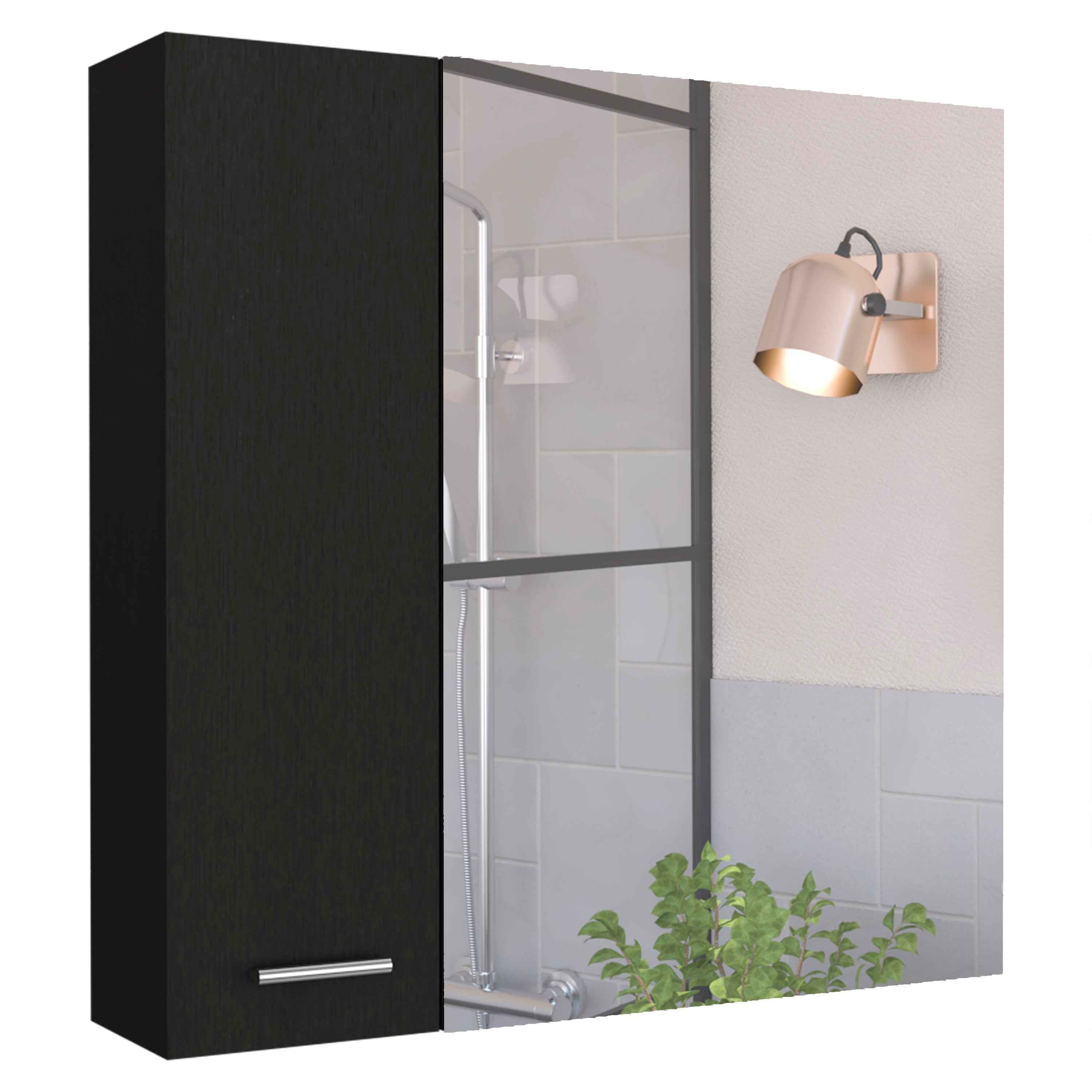 Harbor Medicine Double Door Cabinet,Four Interior Shelves, Black