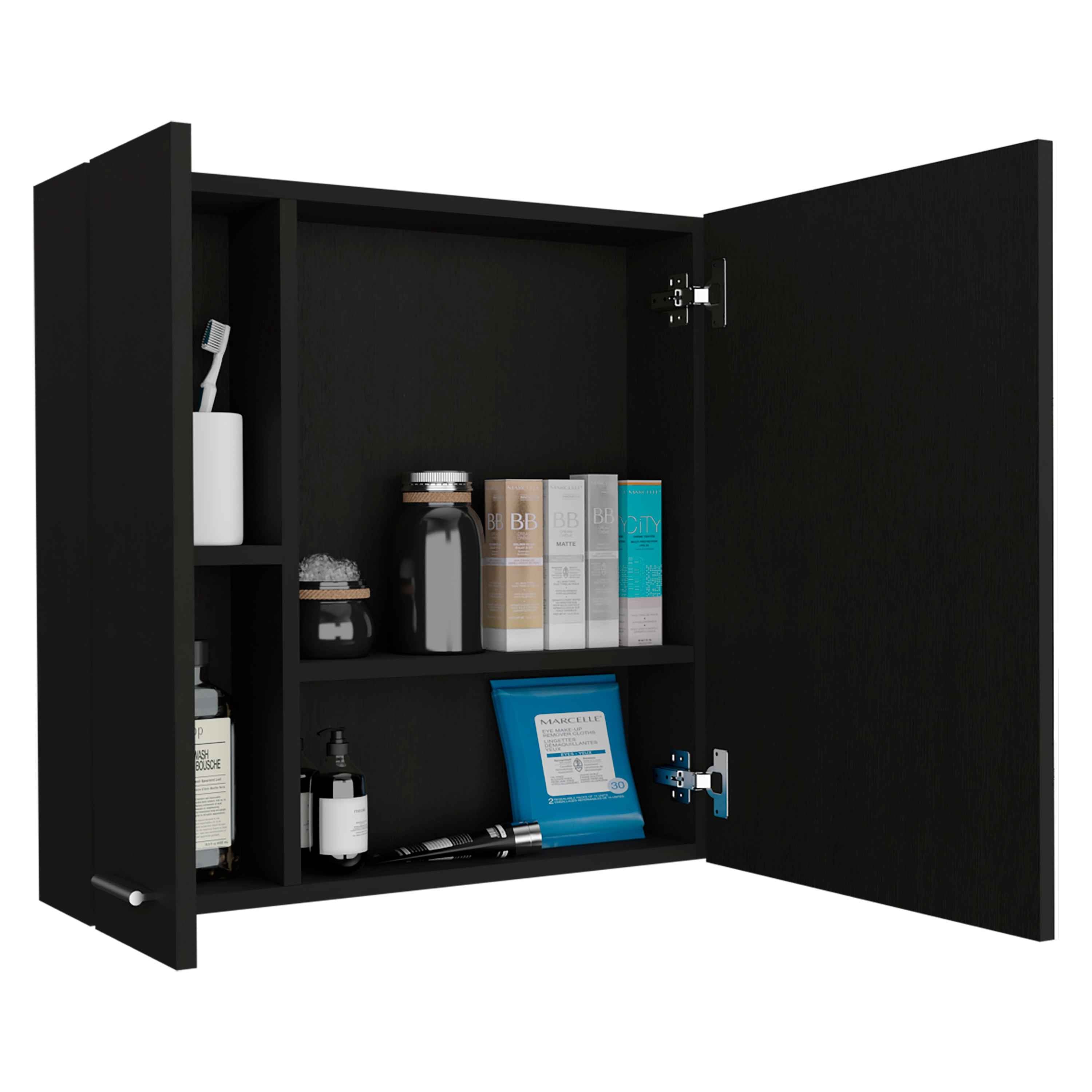 Harbor Medicine Double Door Cabinet,Four Interior Shelves, Black