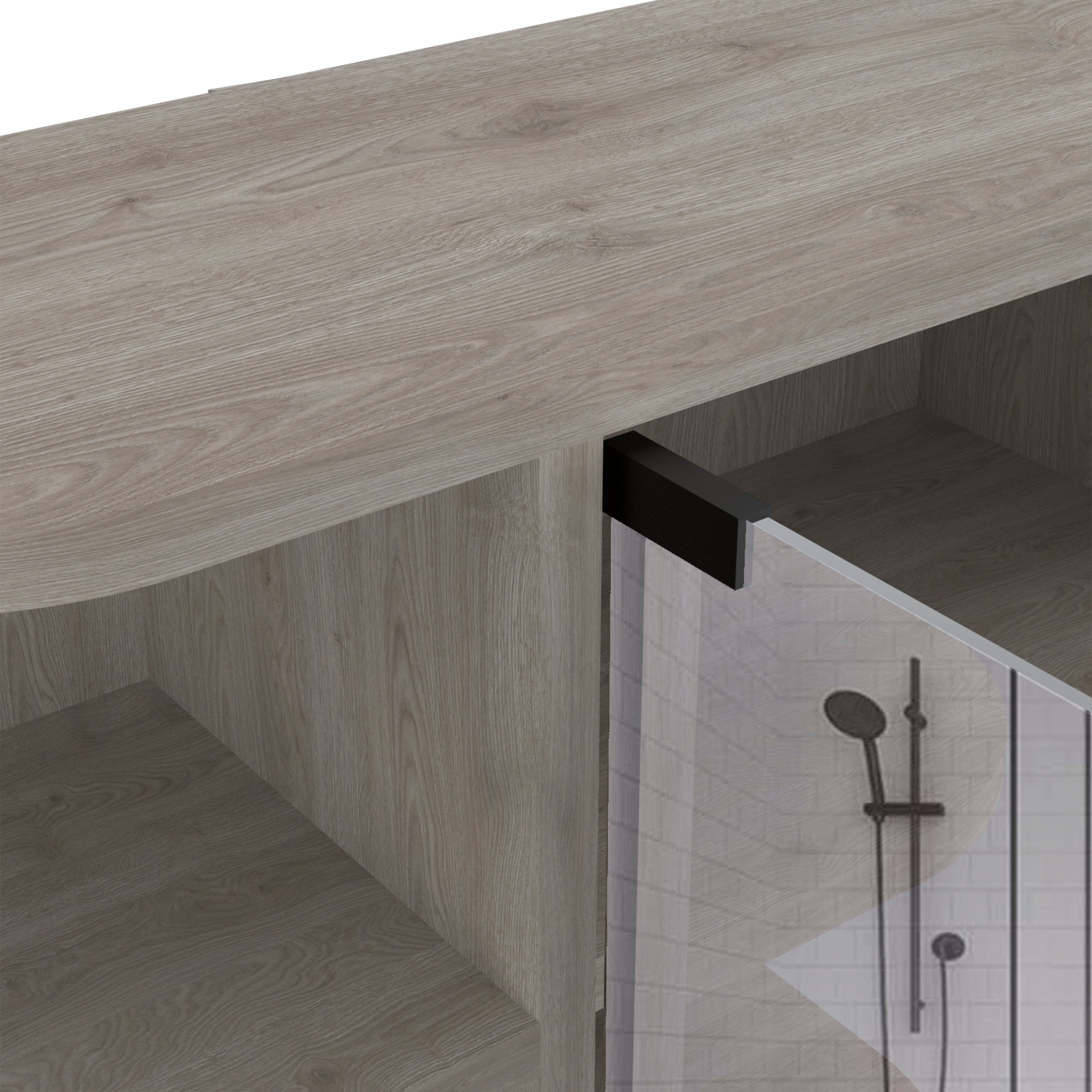 Roma Mirrored Medicine Cabinet, Six External Shelves, Three Interior Shelves, Light Gray - Luciddepo