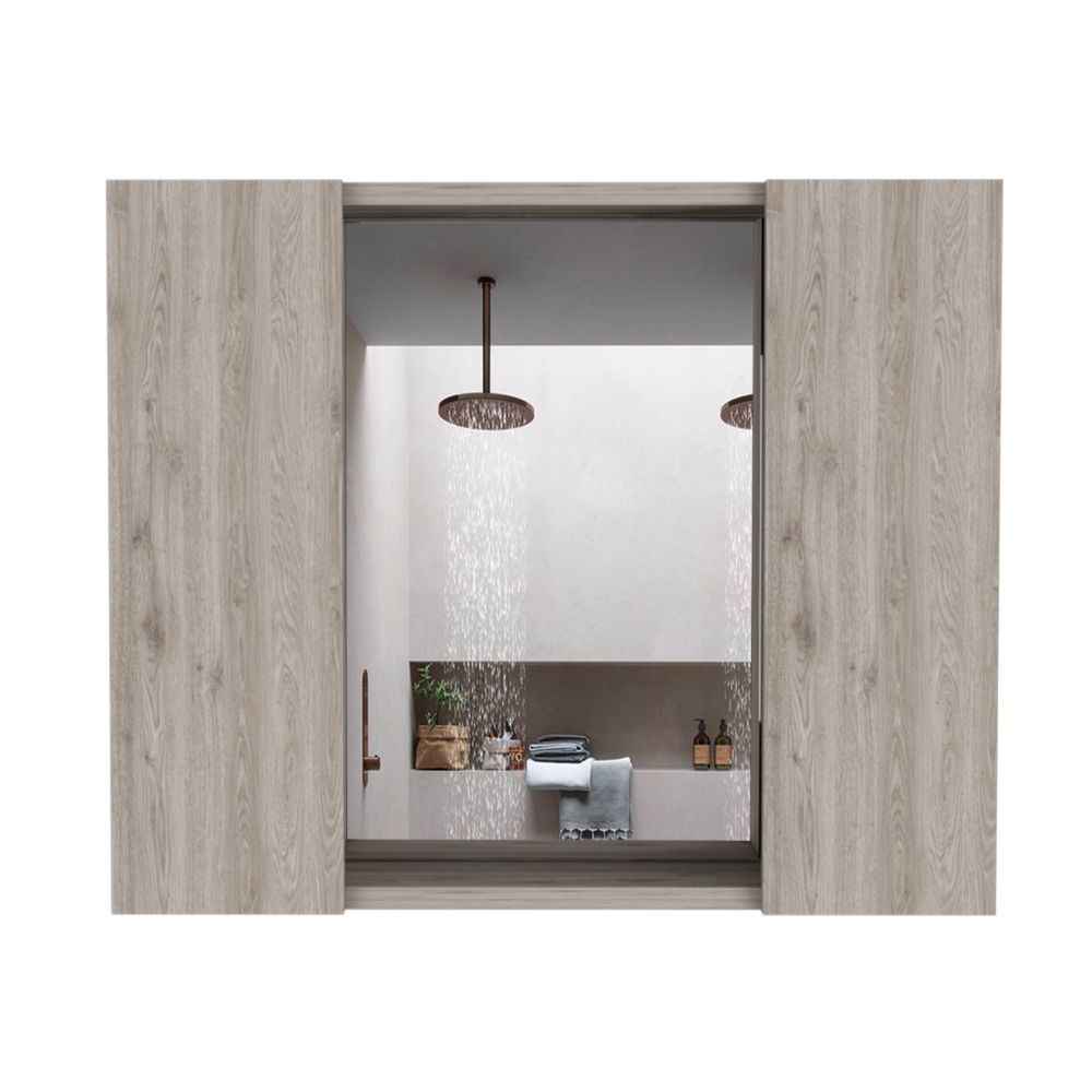 Garnet Medicine Double Door Cabinet, One External Shelf, Light Gray