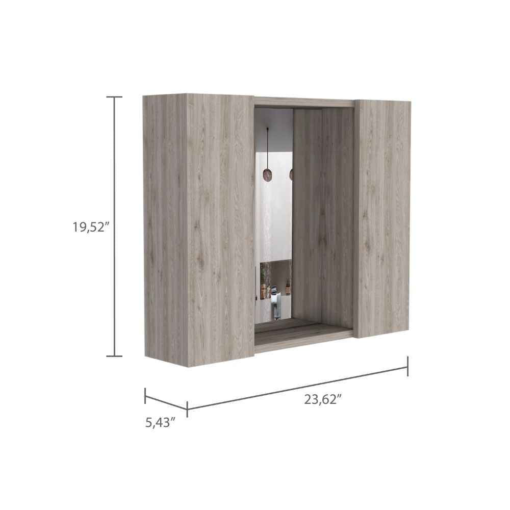 Garnet Medicine Double Door Cabinet, One External Shelf, Light Gray