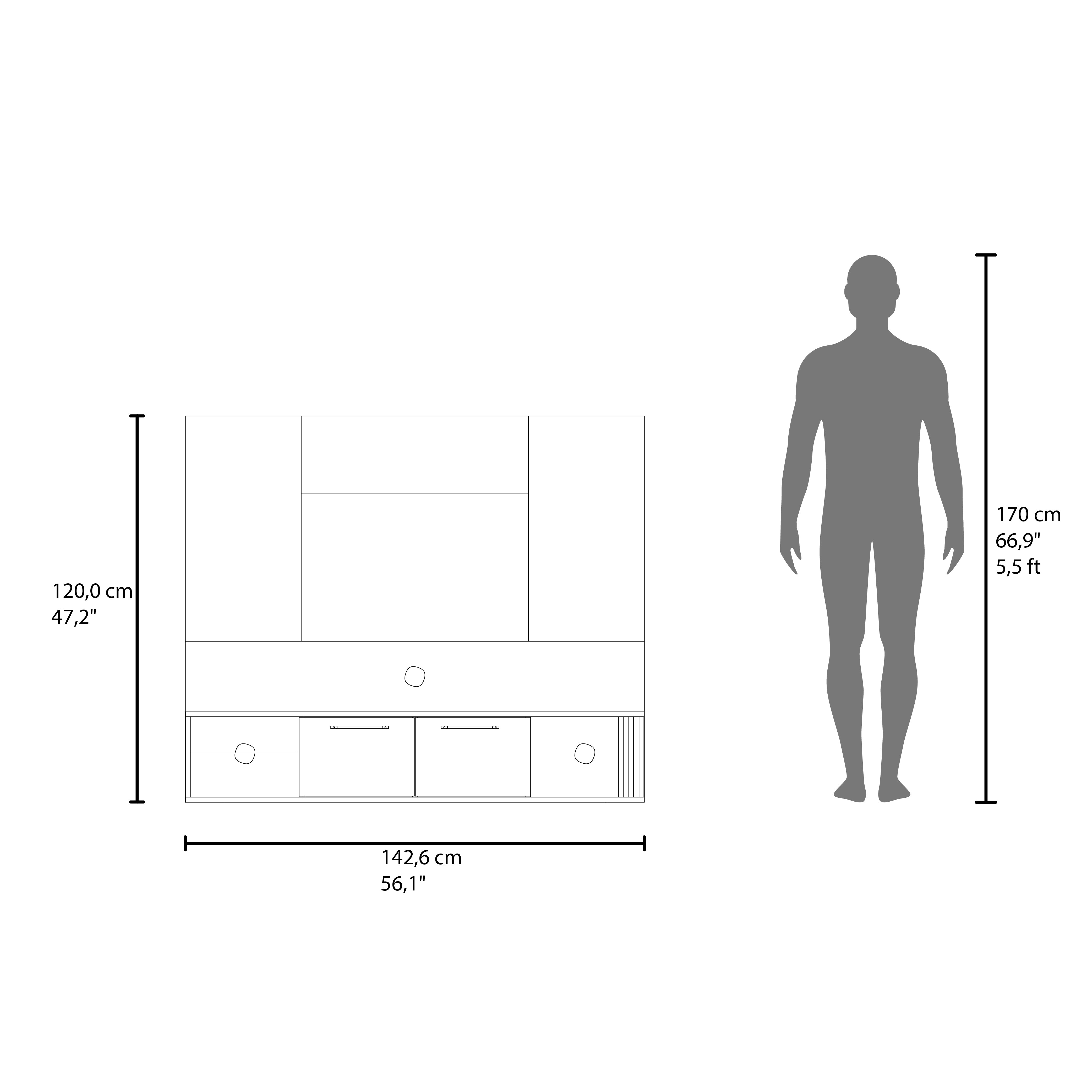 Nuremberg Entertainment Center, 2 Doors, 4 Shelves, White/Natural Oak - Luciddepo