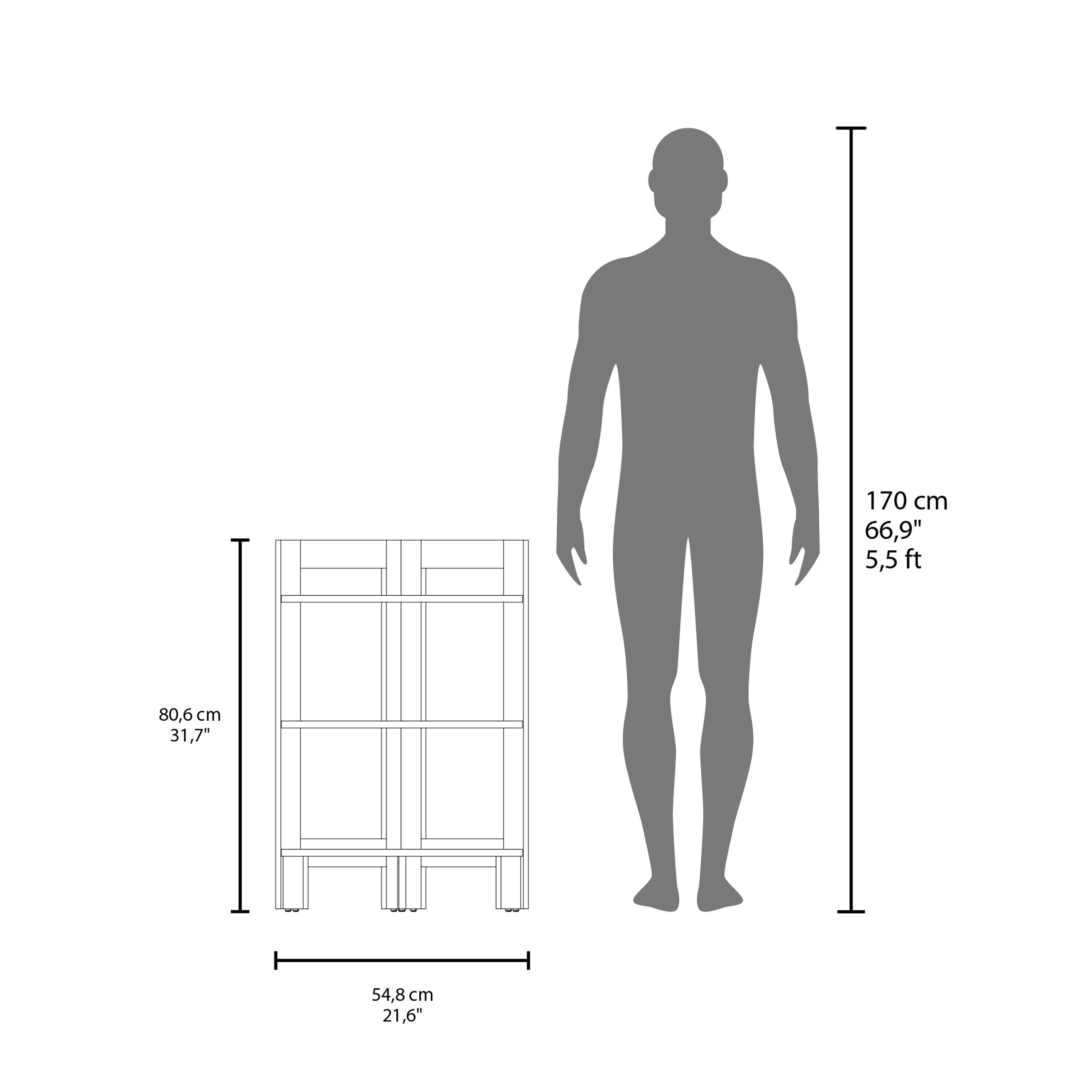 Akutan Side Table with 3 Shelves, 3 Legs, White - Luciddepo